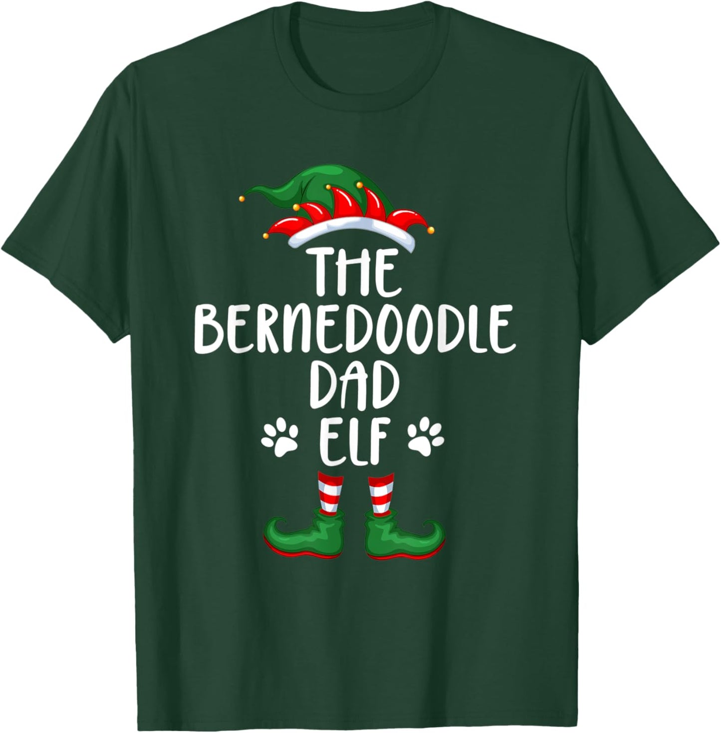 Bernedoodle Dad Dog Elf Christmas Funny Matching Xmas Pajama T-Shirt - T-Shirt | Forest