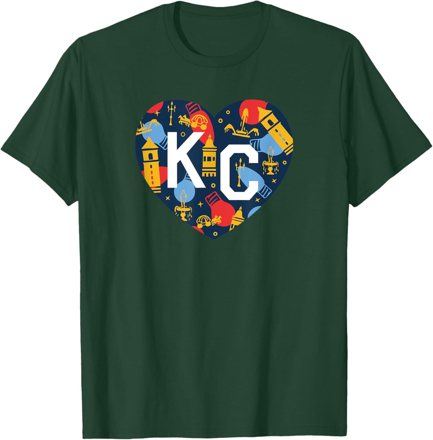 Kansas City KC Plaza Lights Holiday Festive Christmas Heart T-Shirt - T-Shirt | Forest