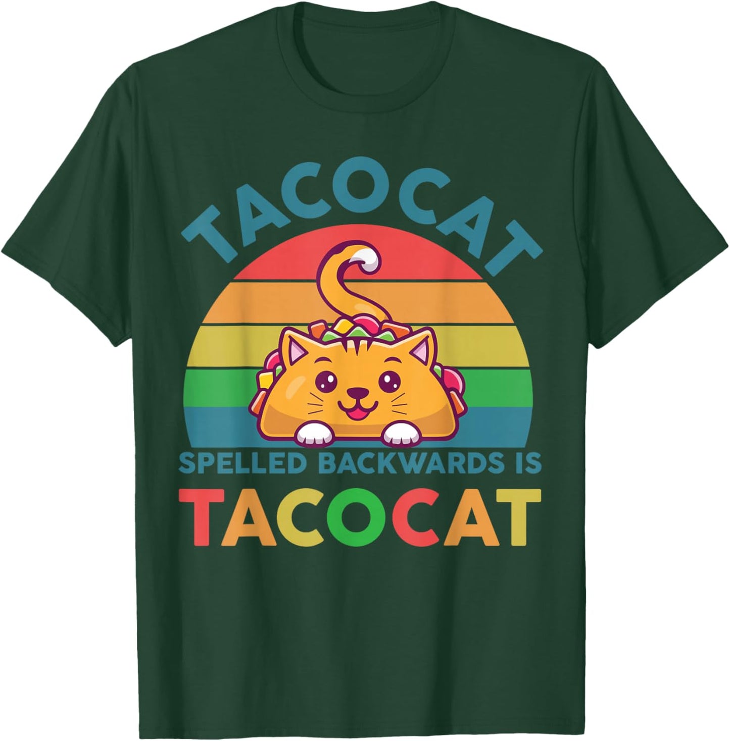Taco-Shirt Women Men Youth Cute Spelled Backwards Taco-Cat T-Shirt - T-Shirt | Forest
