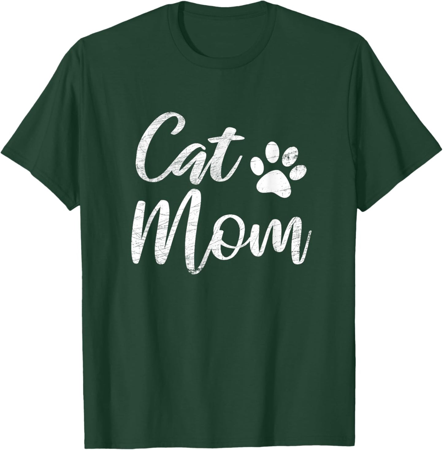 Cat Mom Vintage Distressed Design - Funny Cat Paw - Classic T-Shirt - T-Shirt | Forest
