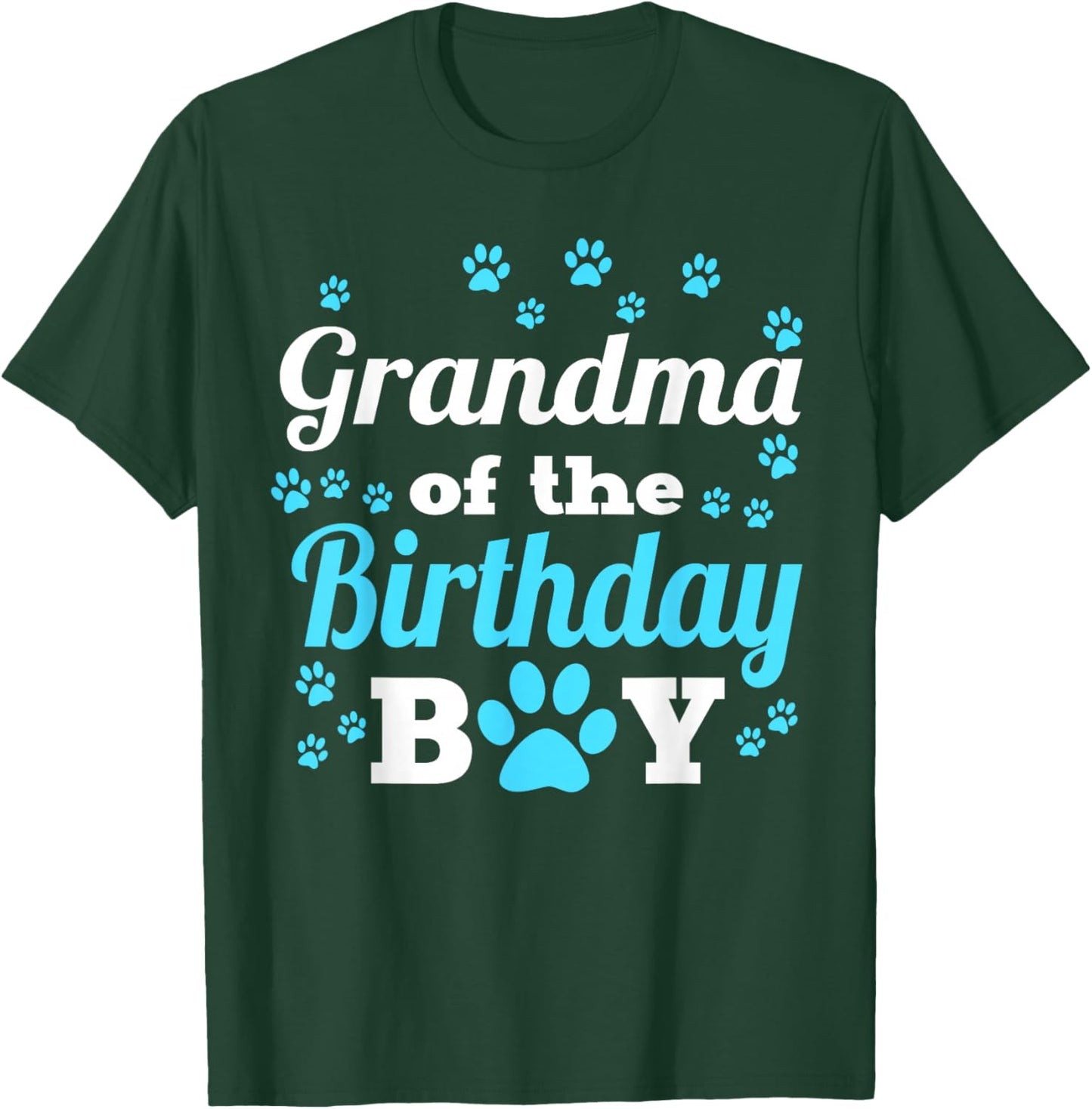 Grandma of The Birthday Boy Dog Paw Bday Party Celebration Small T-Shirt - T-Shirt | Forest
