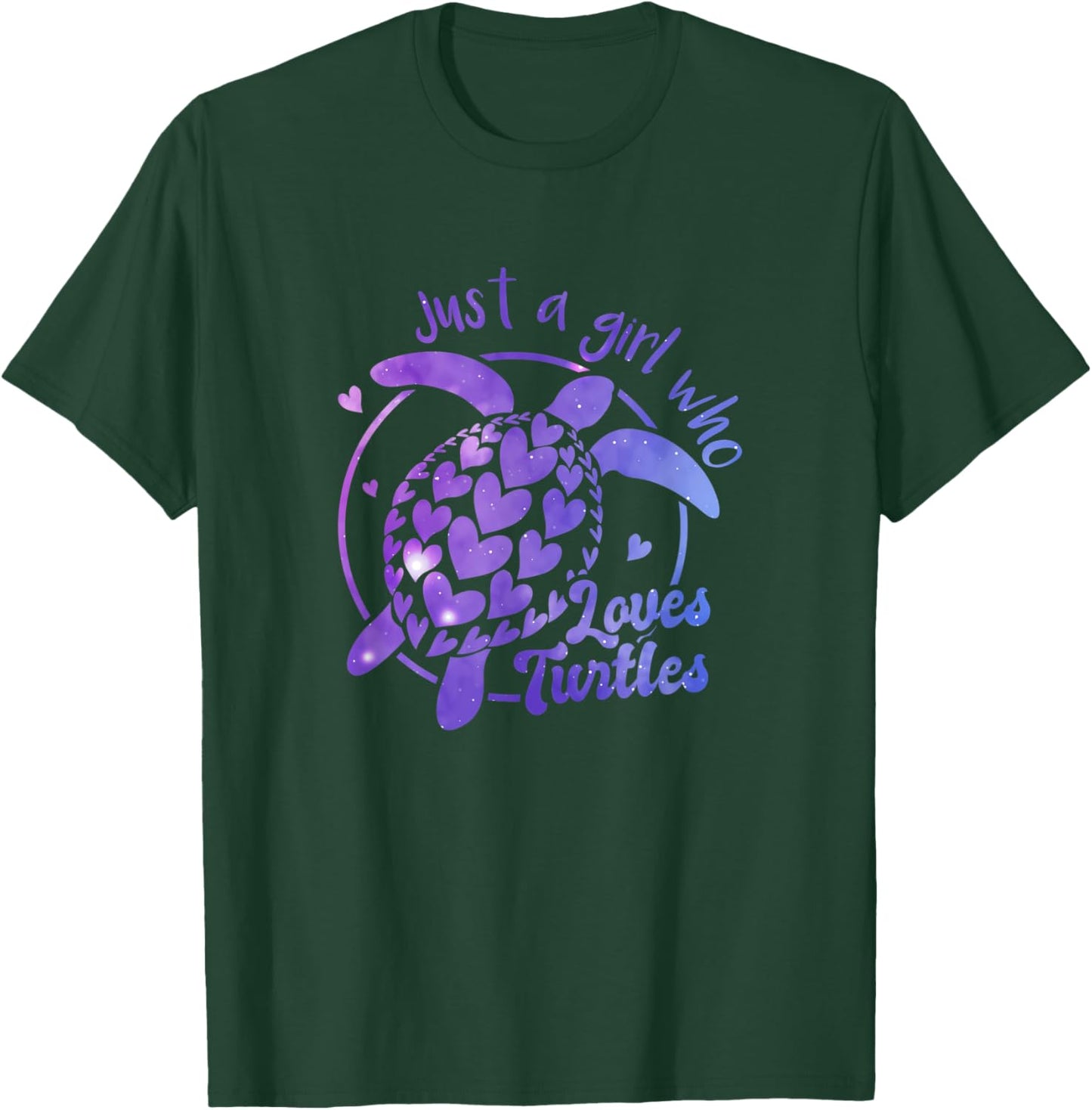 Cool Retro Just A Girl Who Loves Turtles Cute Sea Turtle T-Shirt - T-Shirt | Forest