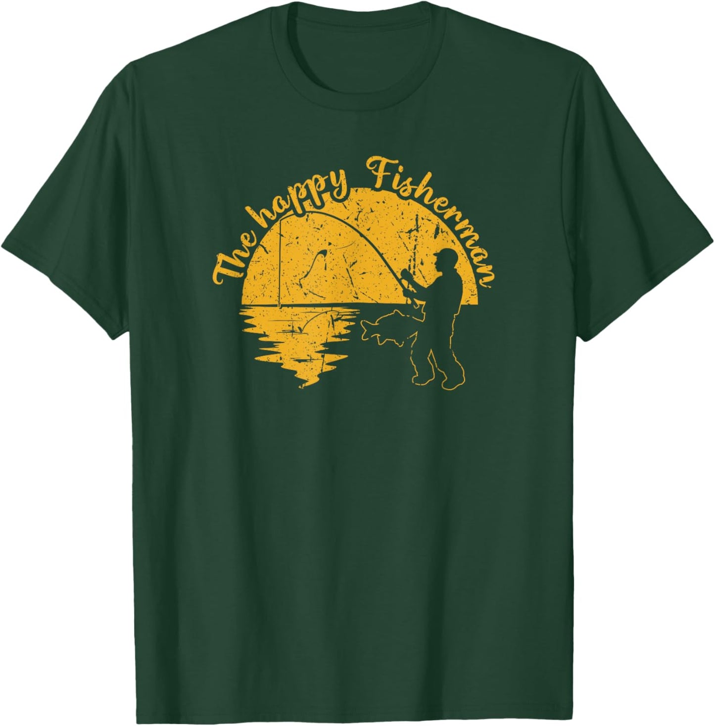 The Happy Fisherman, Funny Fishing T-Shirt - T-Shirt | Forest