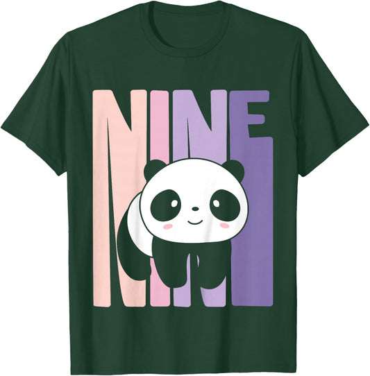 9 Year Old Cute Panda Birthday Girl 9th B-day T-Shirt - T-Shirt | Forest