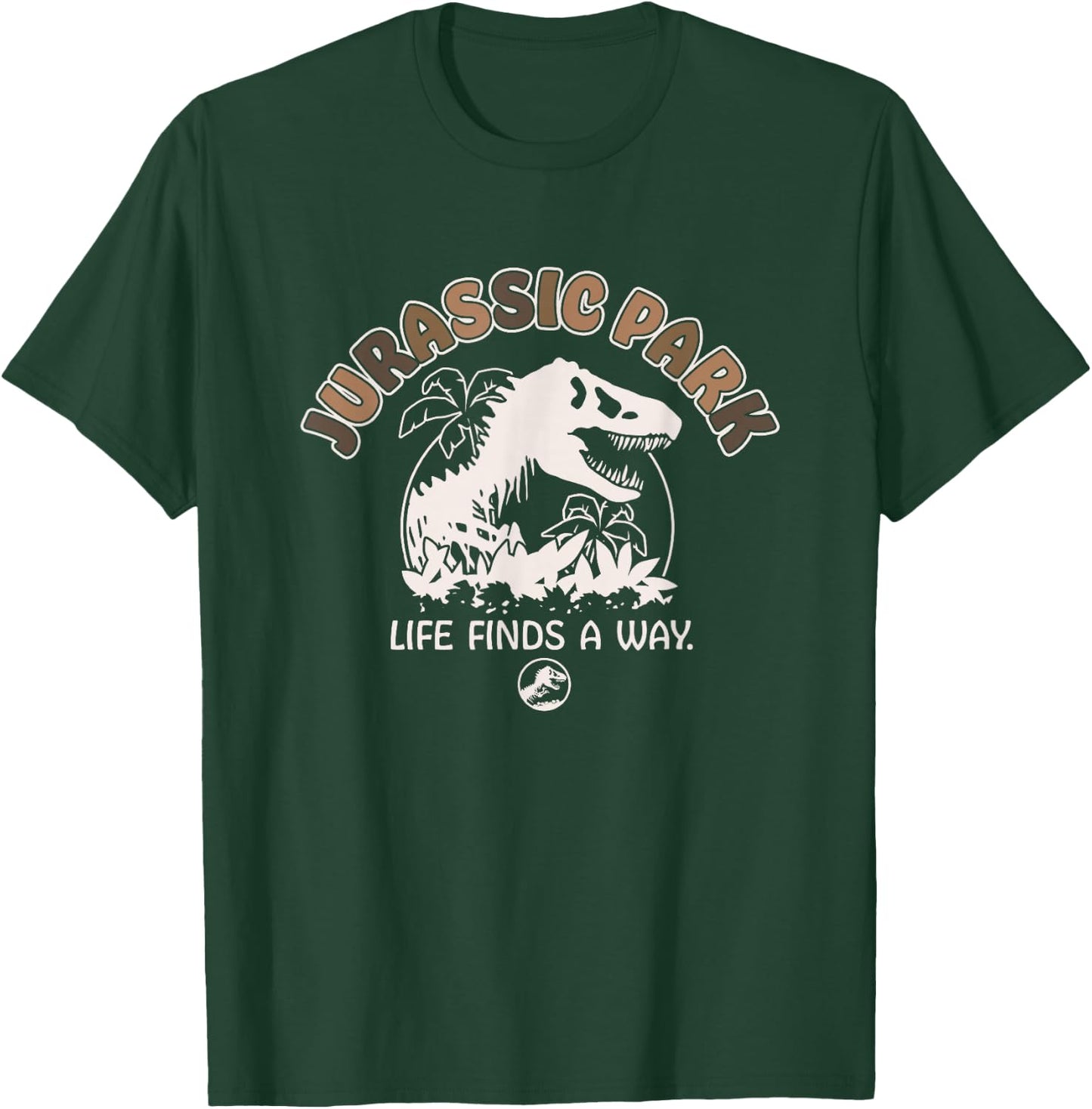 Jurassic Park Life Finds A Way T-Rex Logo Vintage T-Shirt - T-Shirt | Forest