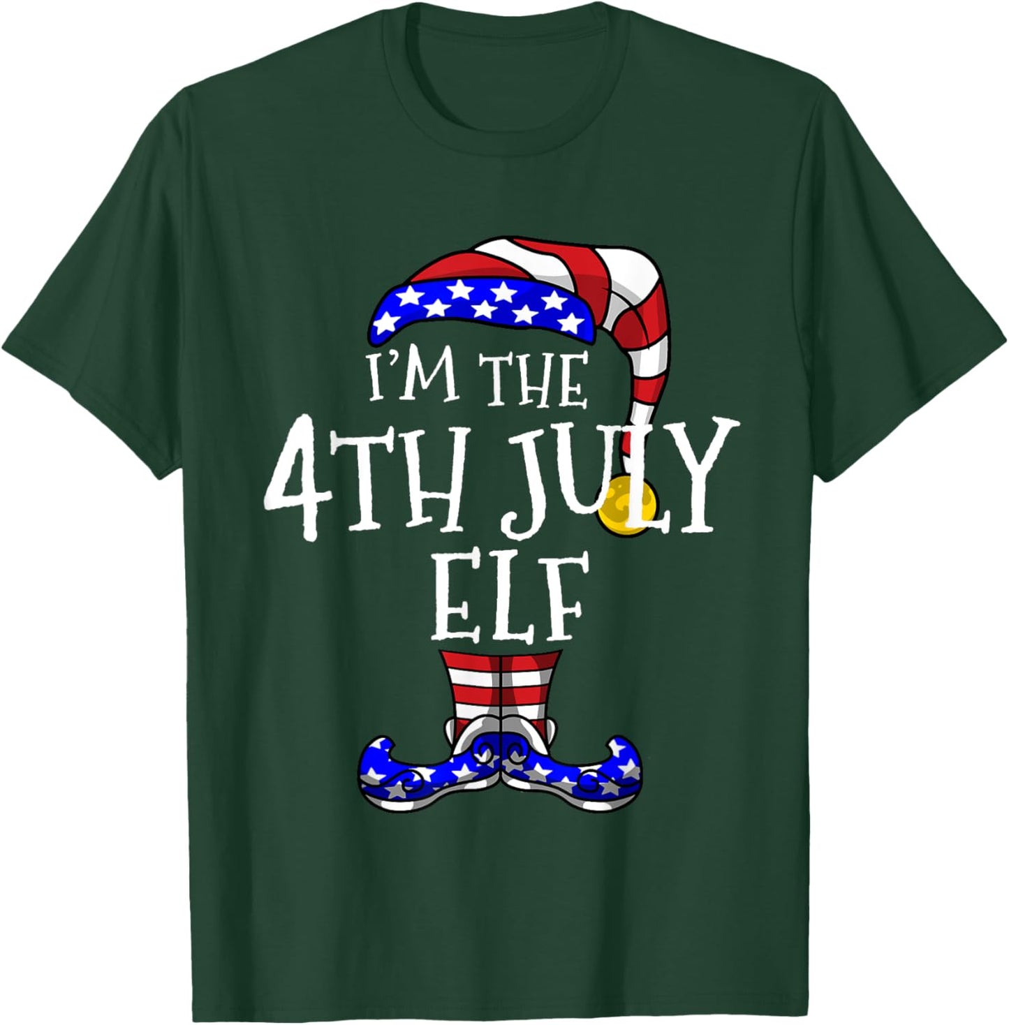 4th July Elf Patriotic Gnomes Christmas July Funny Cute T-Shirt - T-Shirt | Forest
