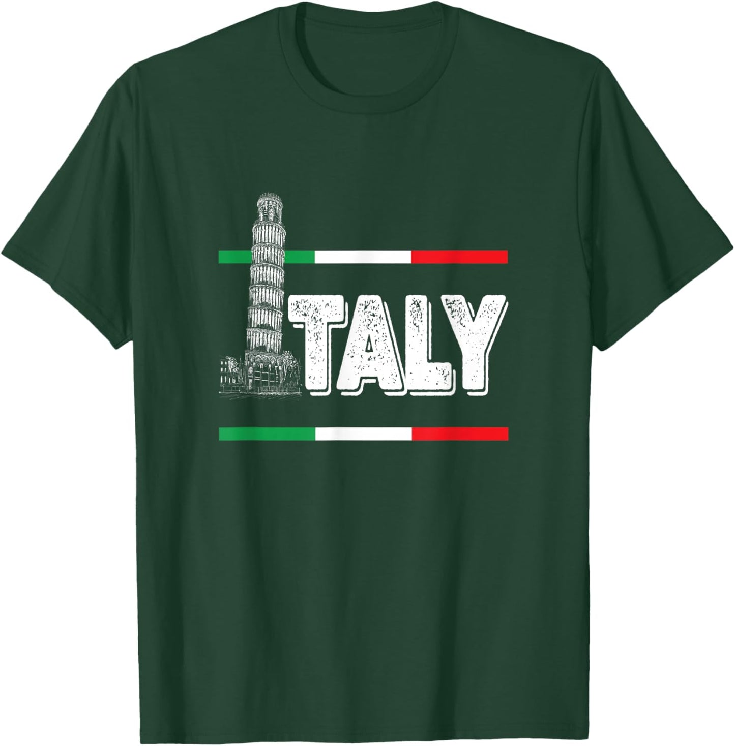 Leaning Tower of Pisa Italy Italian Flag Pride Theme T-Shirt - T-Shirt | Forest