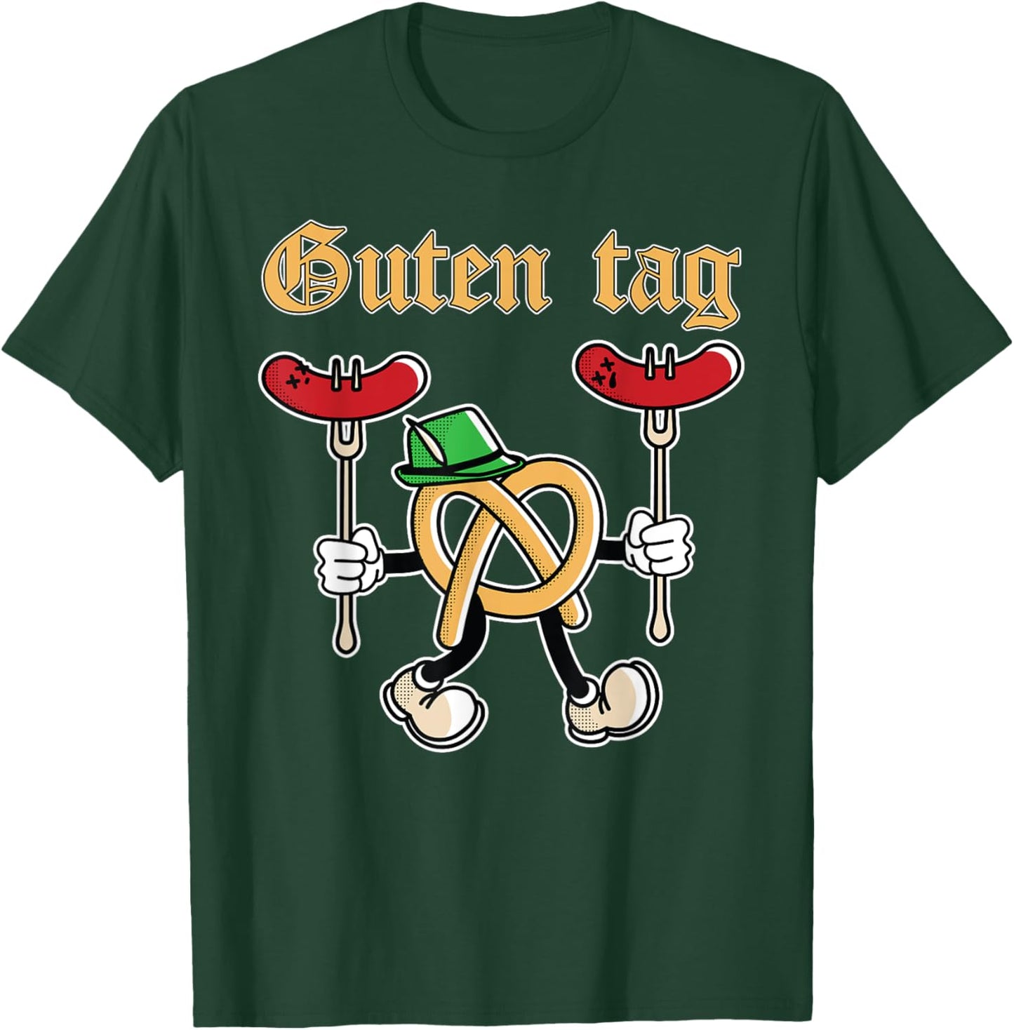 Guten Tag Oktoberfest Funny Pretzel Brat-wurst German Food T-Shirt - T-Shirt | Forest