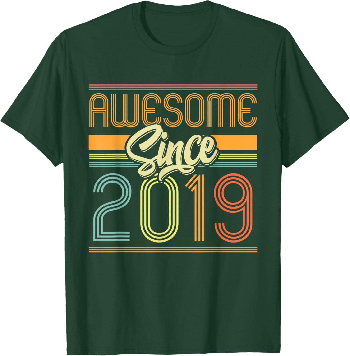 Awesome Since 2019 6th Birthday 6 Years Old Bday Kids Boys T-Shirt - T-Shirt | Forest