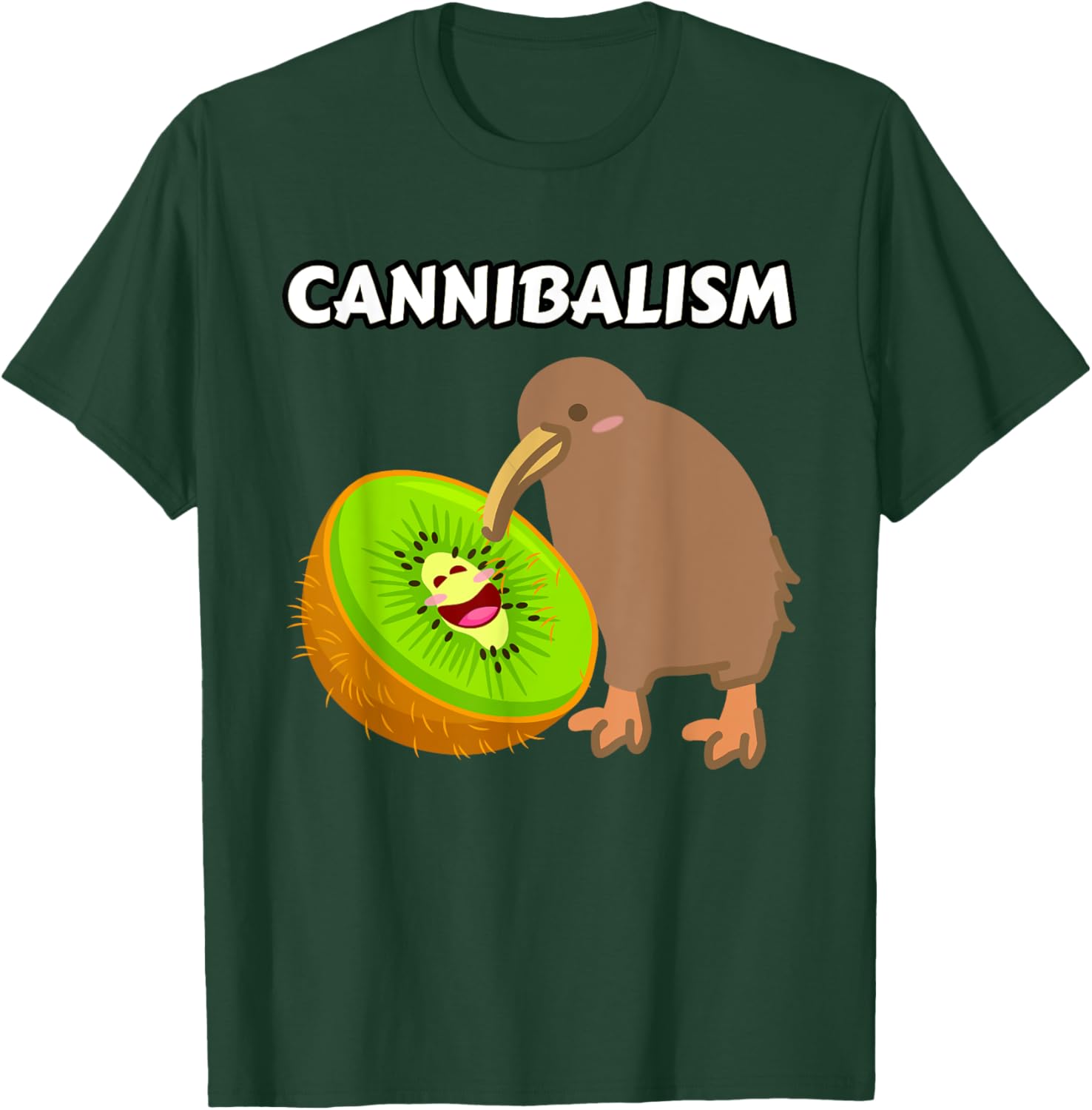 Funny Cute Kiwi Cannibalism Pun Kiwi Fruit Kiwi Bird Joke T-Shirt - T-Shirt | Forest