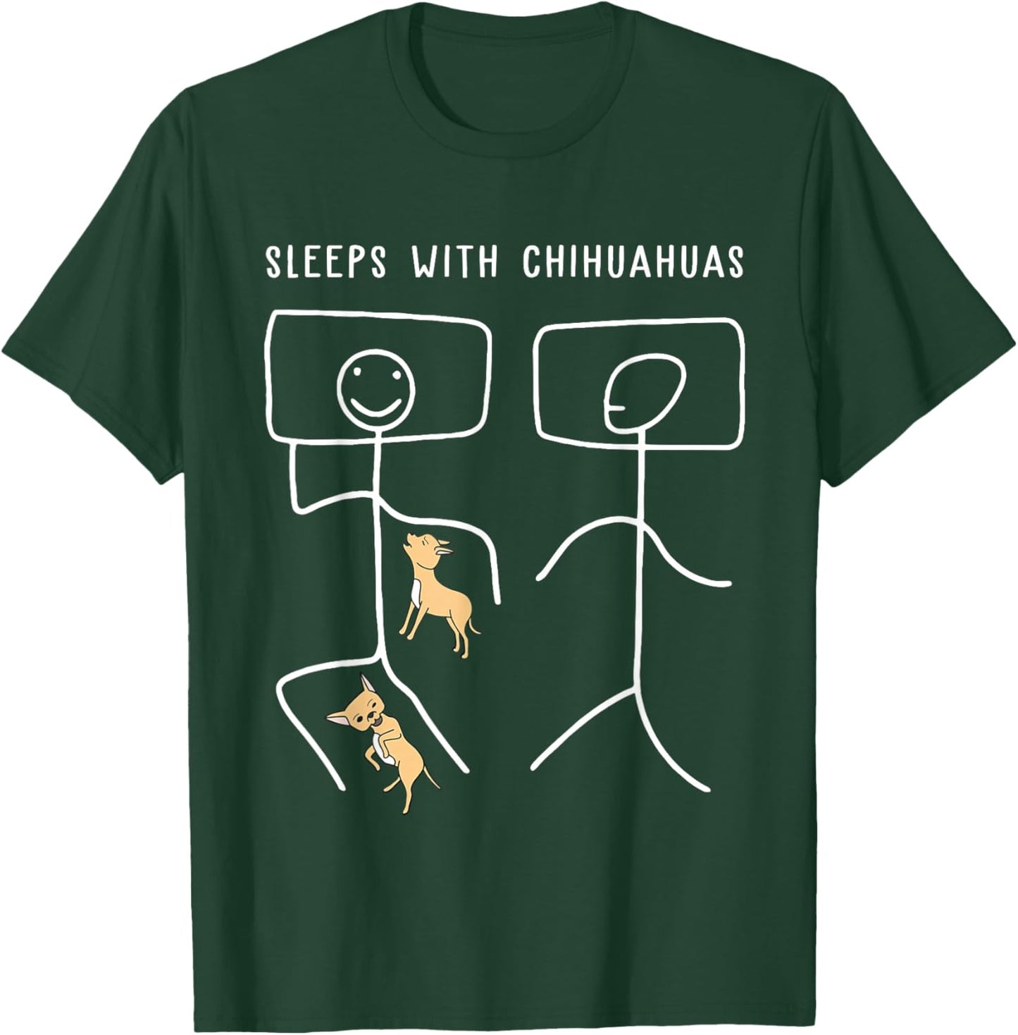 Sleeps with Chihuahua dog Funny Mother's Day Gift Women T-Shirt - T-Shirt | Forest