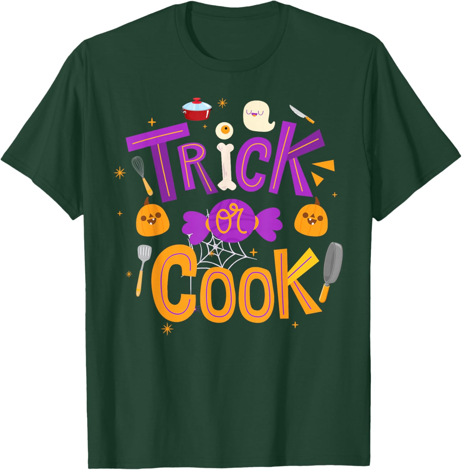 Trick Or Cook Funny Trick Or Treating Chef Cooking Halloween T-Shirt - T-Shirt | Forest