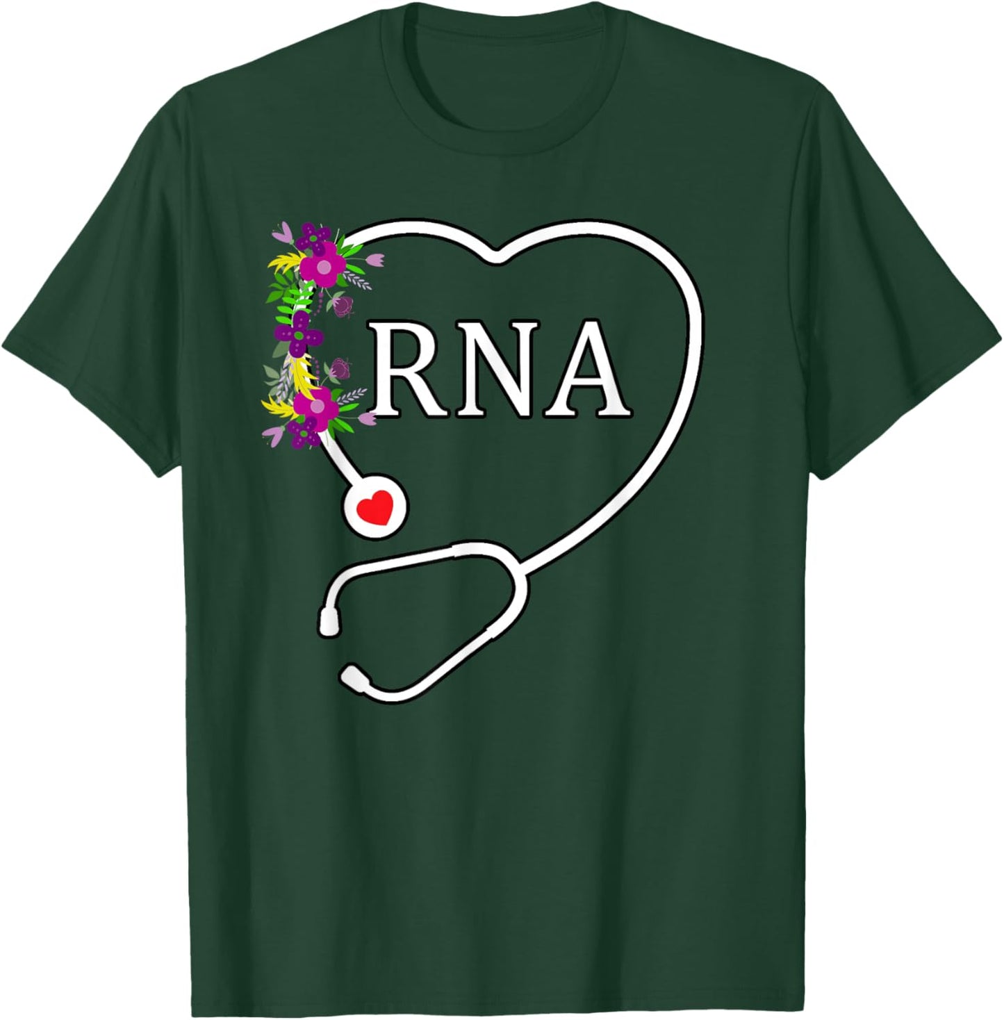 Cute RNA Restorative Nurse Assistant Aide Floral Stethoscope T-Shirt - T-Shirt | Forest