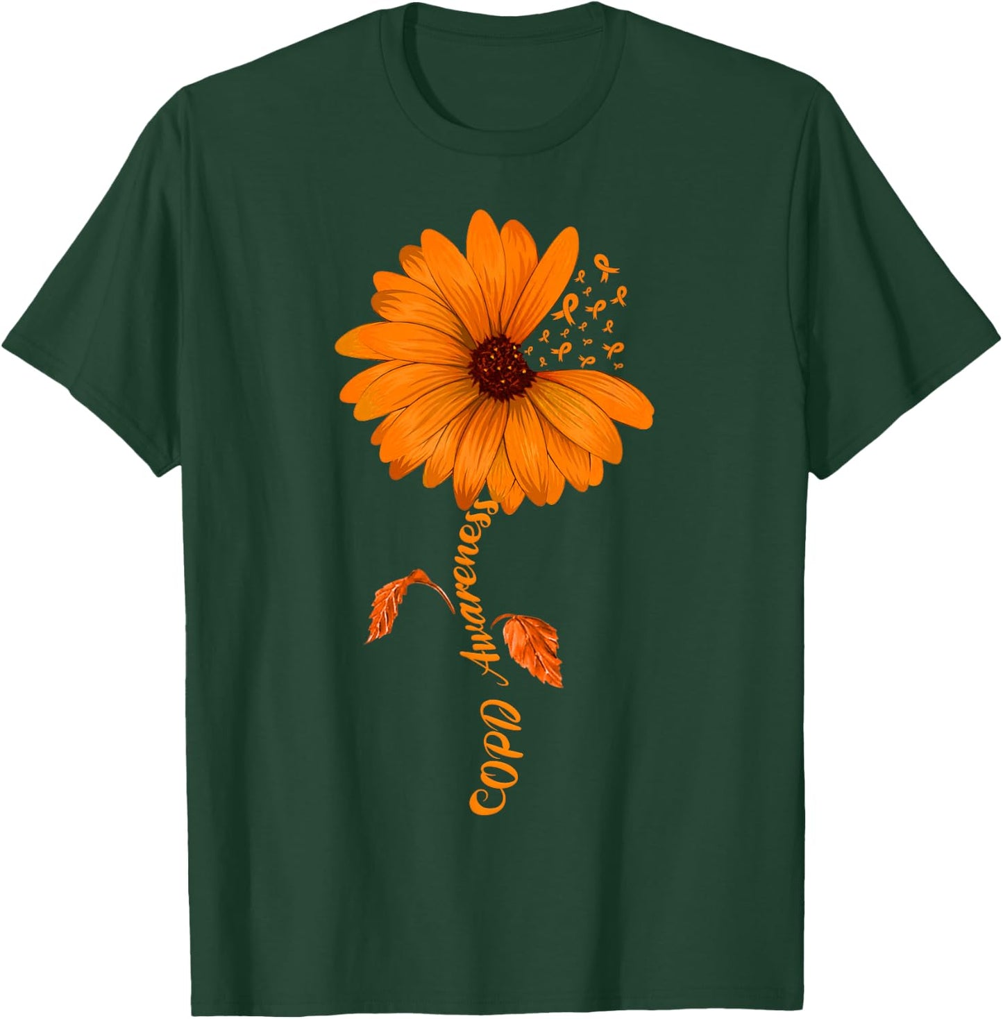 COPD Awareness Sunflower Orange Ribbon T-Shirt - T-Shirt | Forest