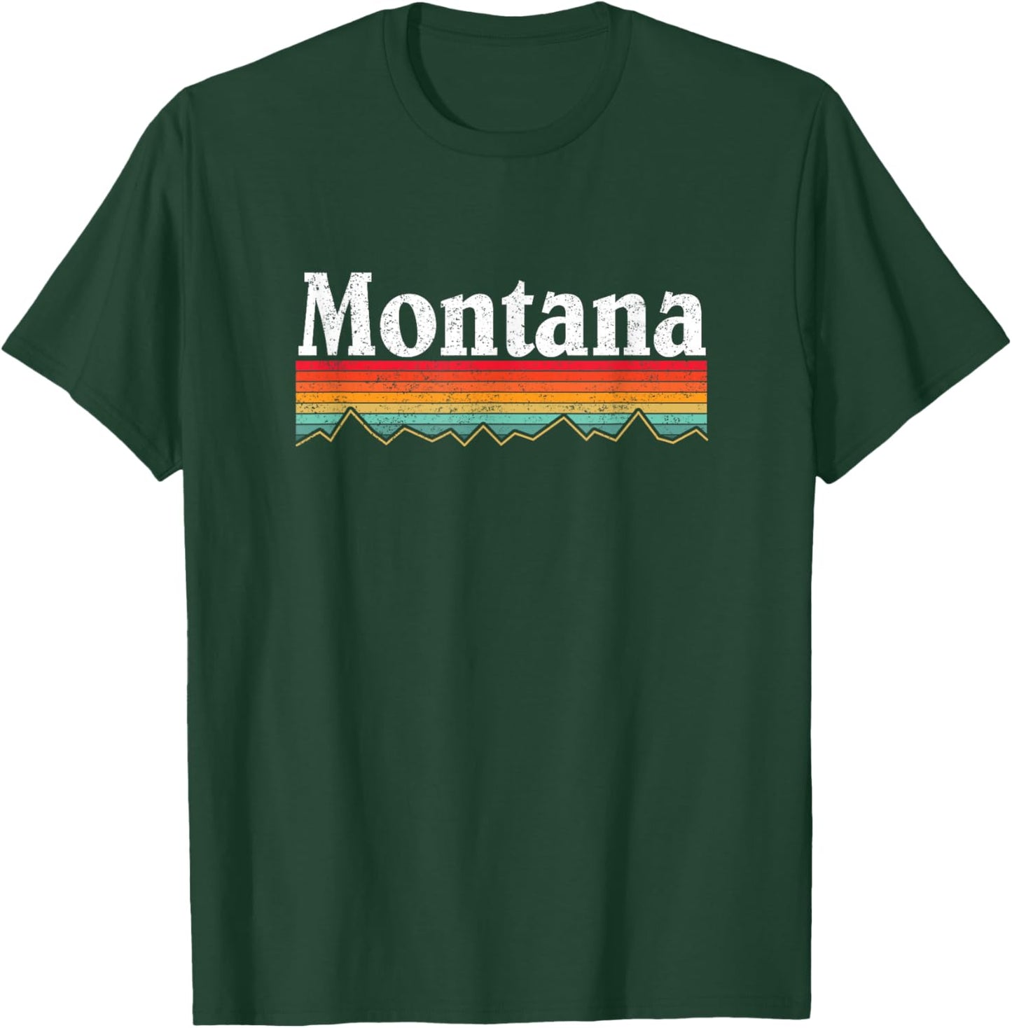 The Montana Moose Co Montana Retro Vintage Outdoors Mountain Graphic Design - Black, -Adults, Short Sleeve, , Small T-Shirt - T-Shirt | Forest
