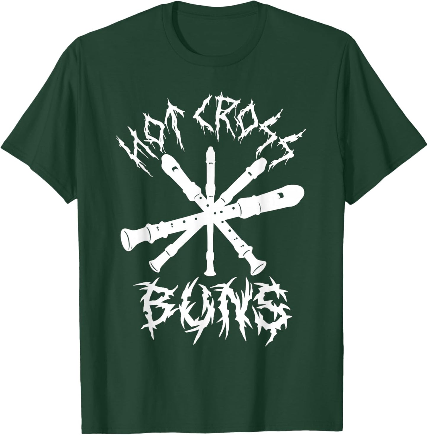Hot Cross Buns Funny Recorder Music Ironic Heavy Metal Song T-Shirt - T-Shirt | Forest