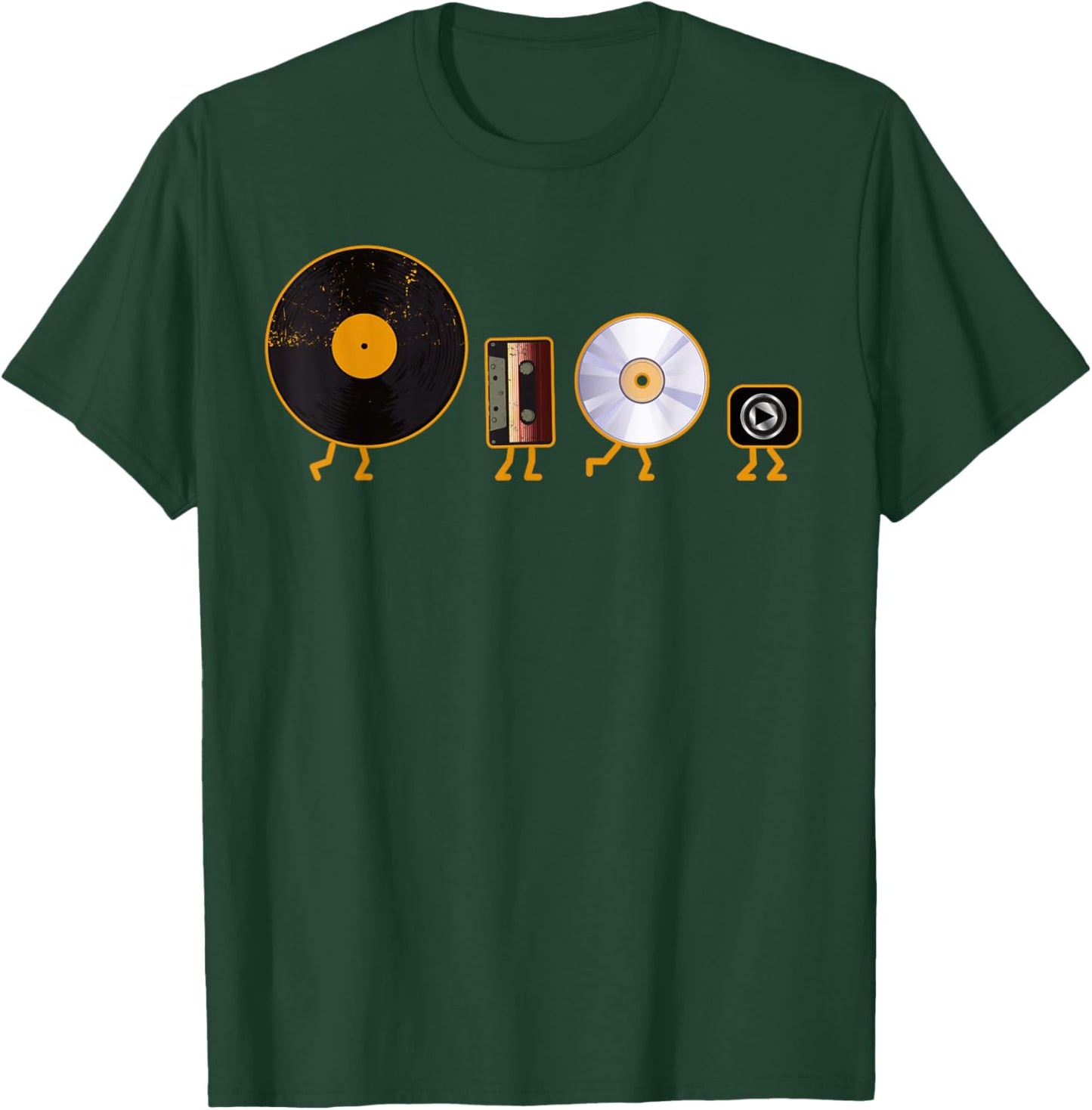 Never Forget Vinyl Record, Cassette, Cd and Mp3 Audio Player T-Shirt - T-Shirt | Forest