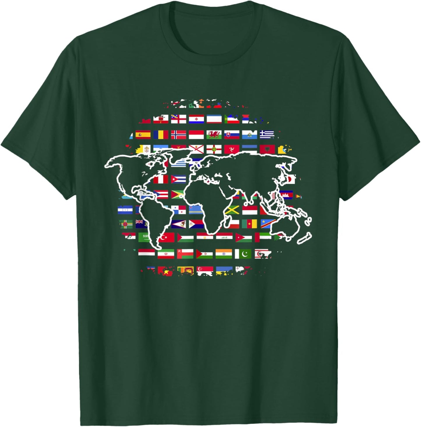 World Travel Map World Map International Flags T-Shirt - T-Shirt | Forest