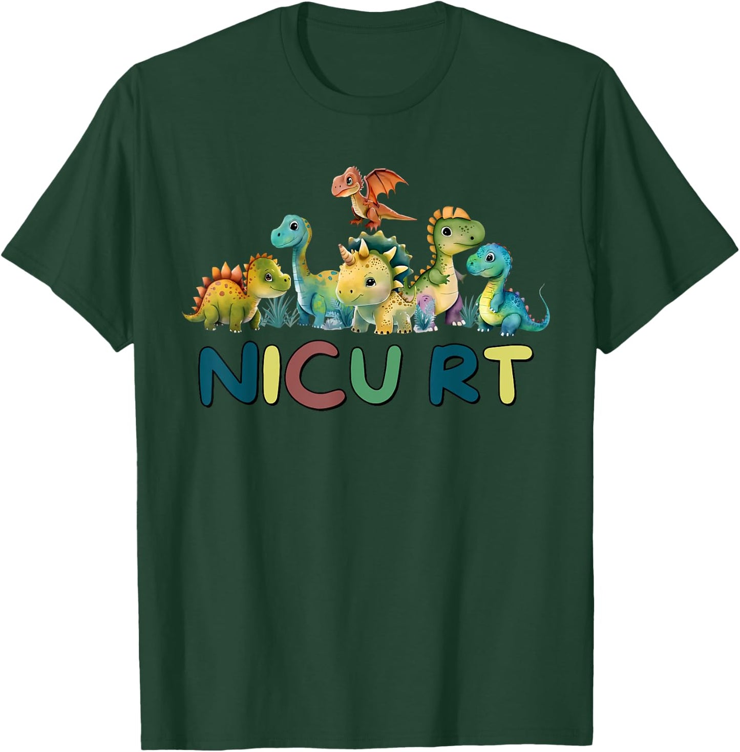 Nicu RT Pediatric Respiratory Therapist Cute Dinosaur T-Shirt - T-Shirt | Forest