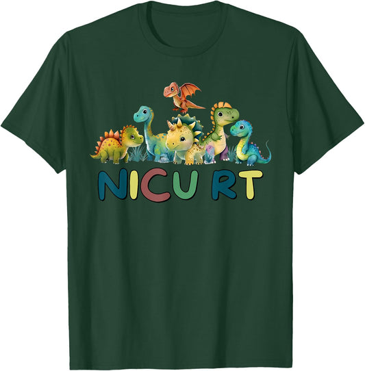 Nicu RT Pediatric Respiratory Therapist Cute Dinosaur T-Shirt - T-Shirt | Forest