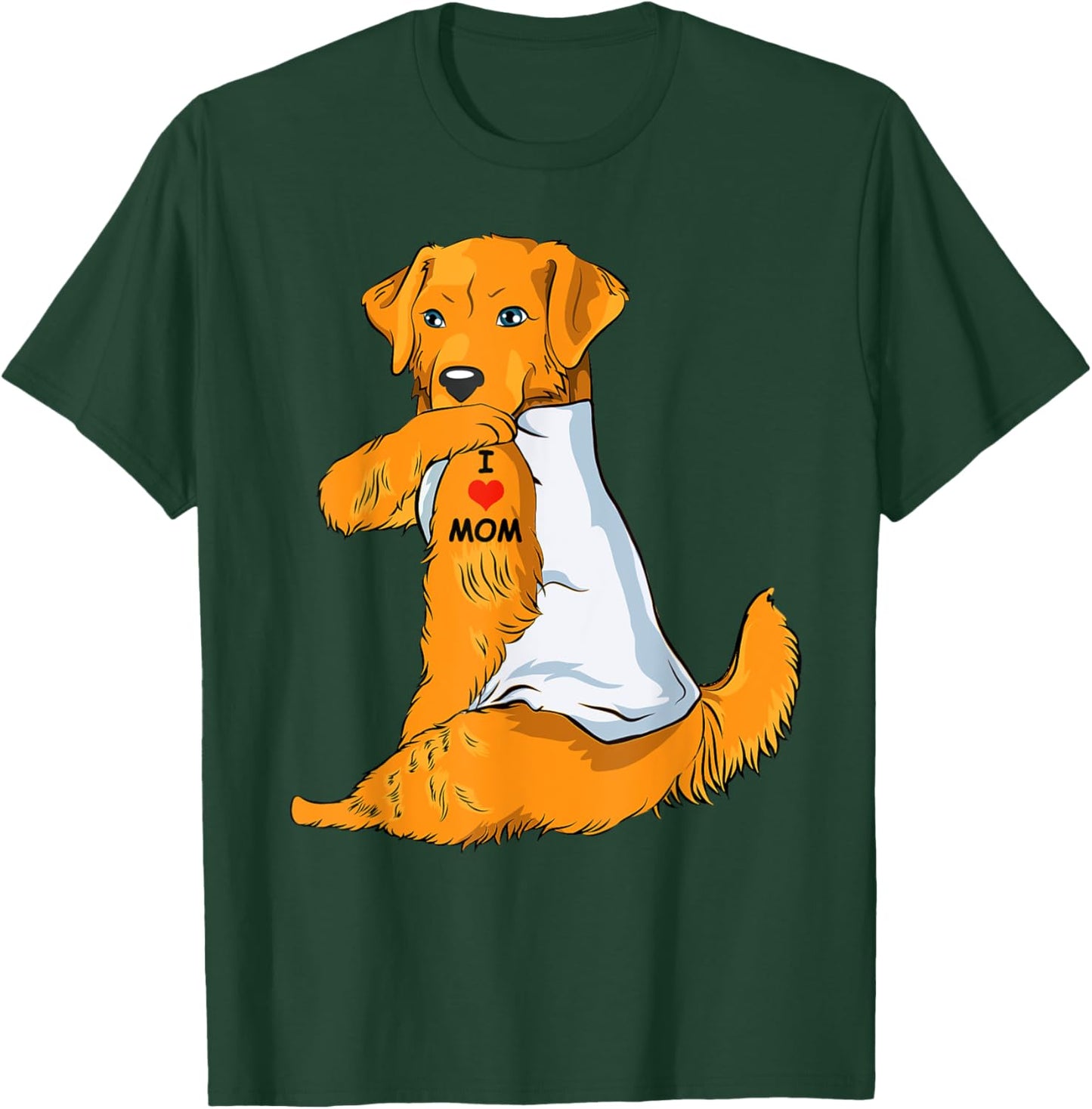 I Love Mom Tattoo Golden Retriever Mom Dog Lover Women T-Shirt - T-Shirt | Forest
