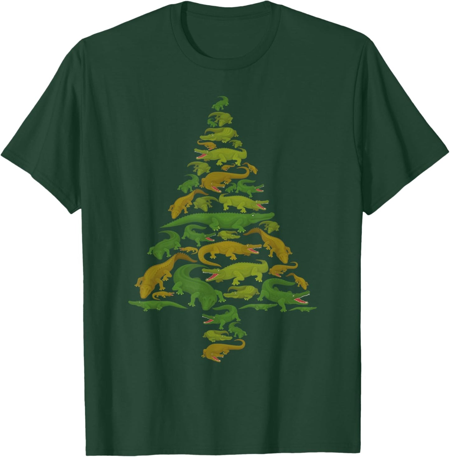 Funny Alligator Christmas Tree Crocodile Xmas Women Men Kids T-Shirt - T-Shirt | Forest