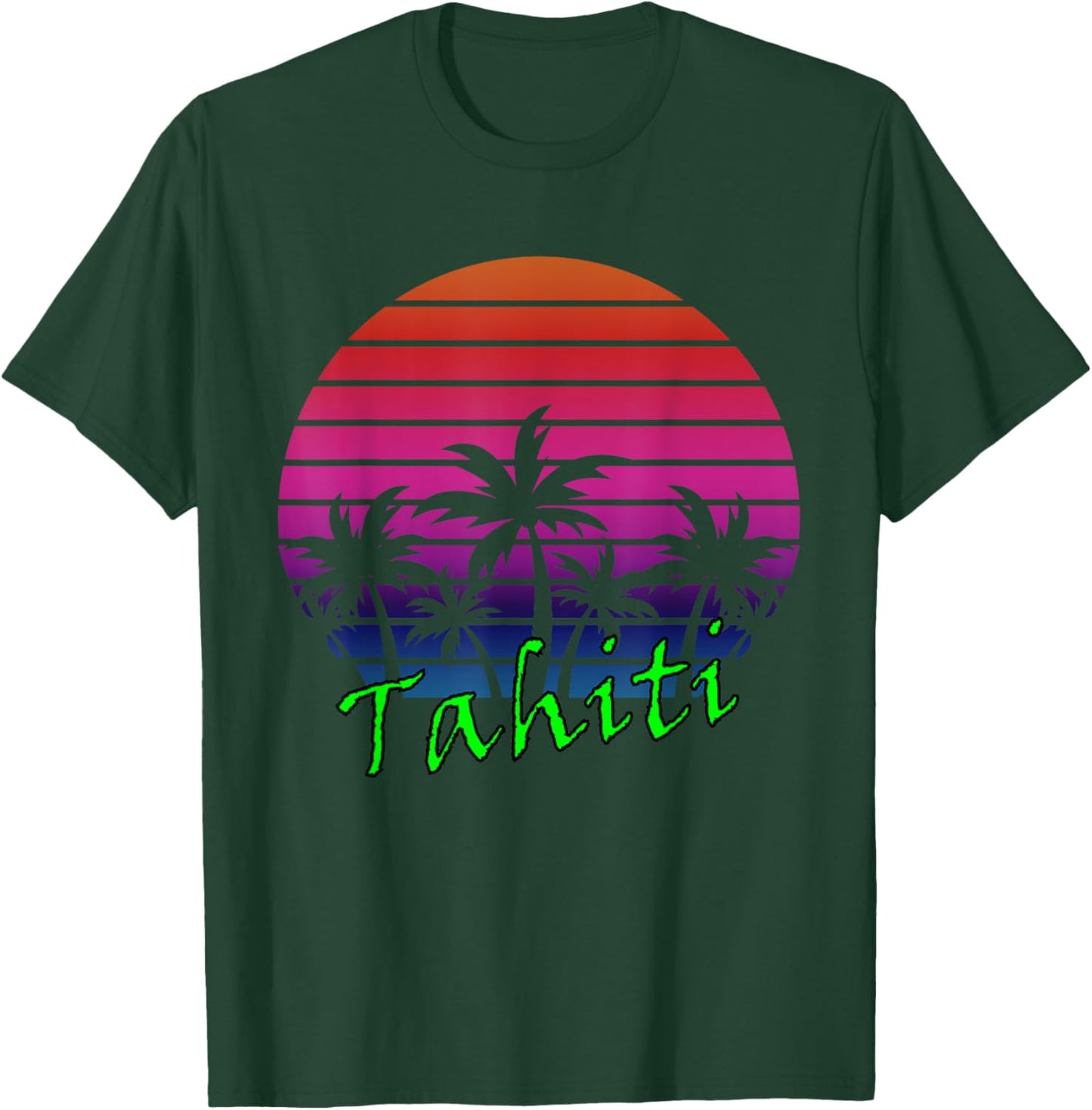 Tahiti Retro Vintage Sunset T-Shirt - T-Shirt | Forest
