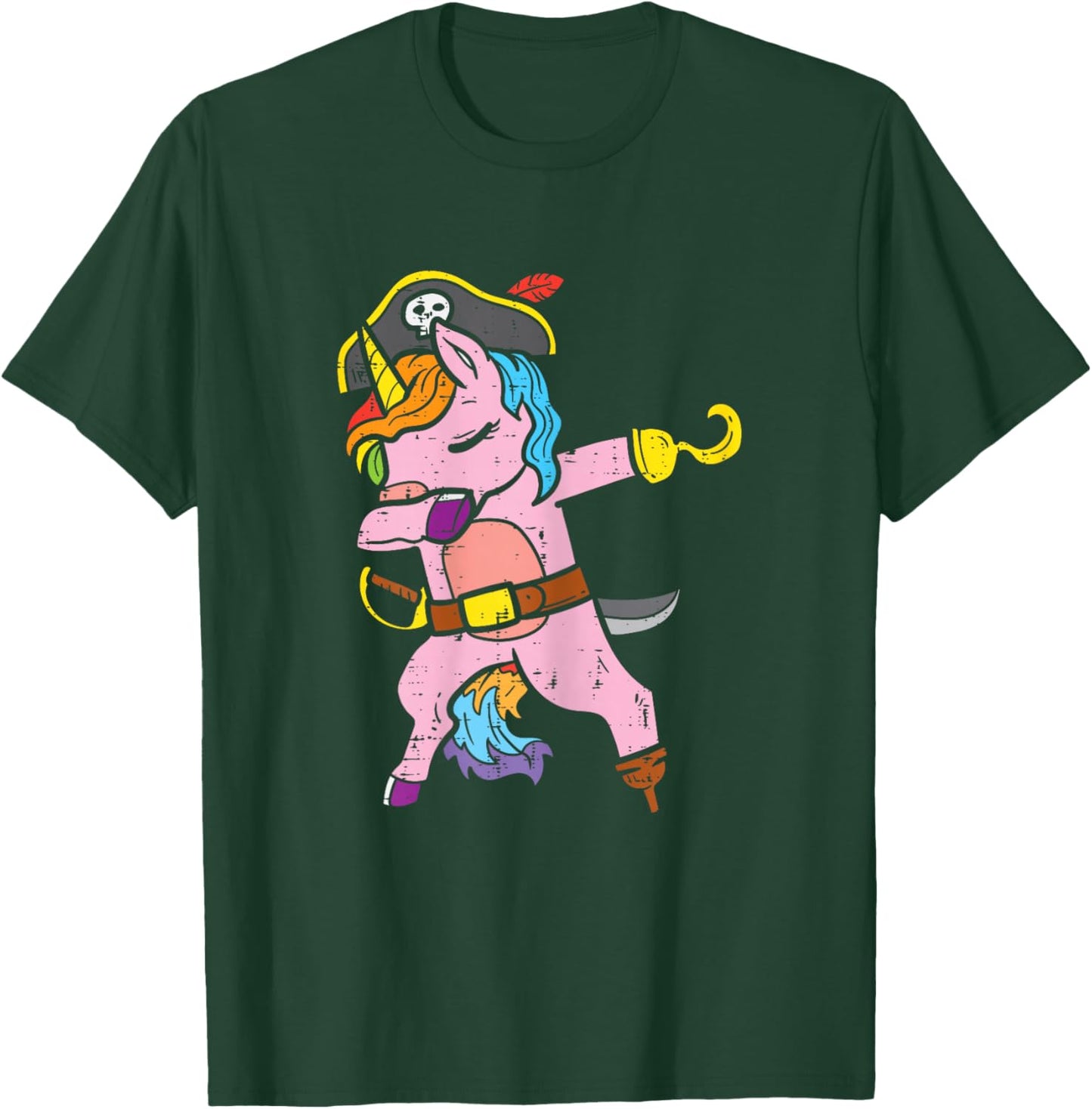 Dabbing Unicorn Pirate Dab Dance Cute Halloween Girls Women T-Shirt - T-Shirt | Forest