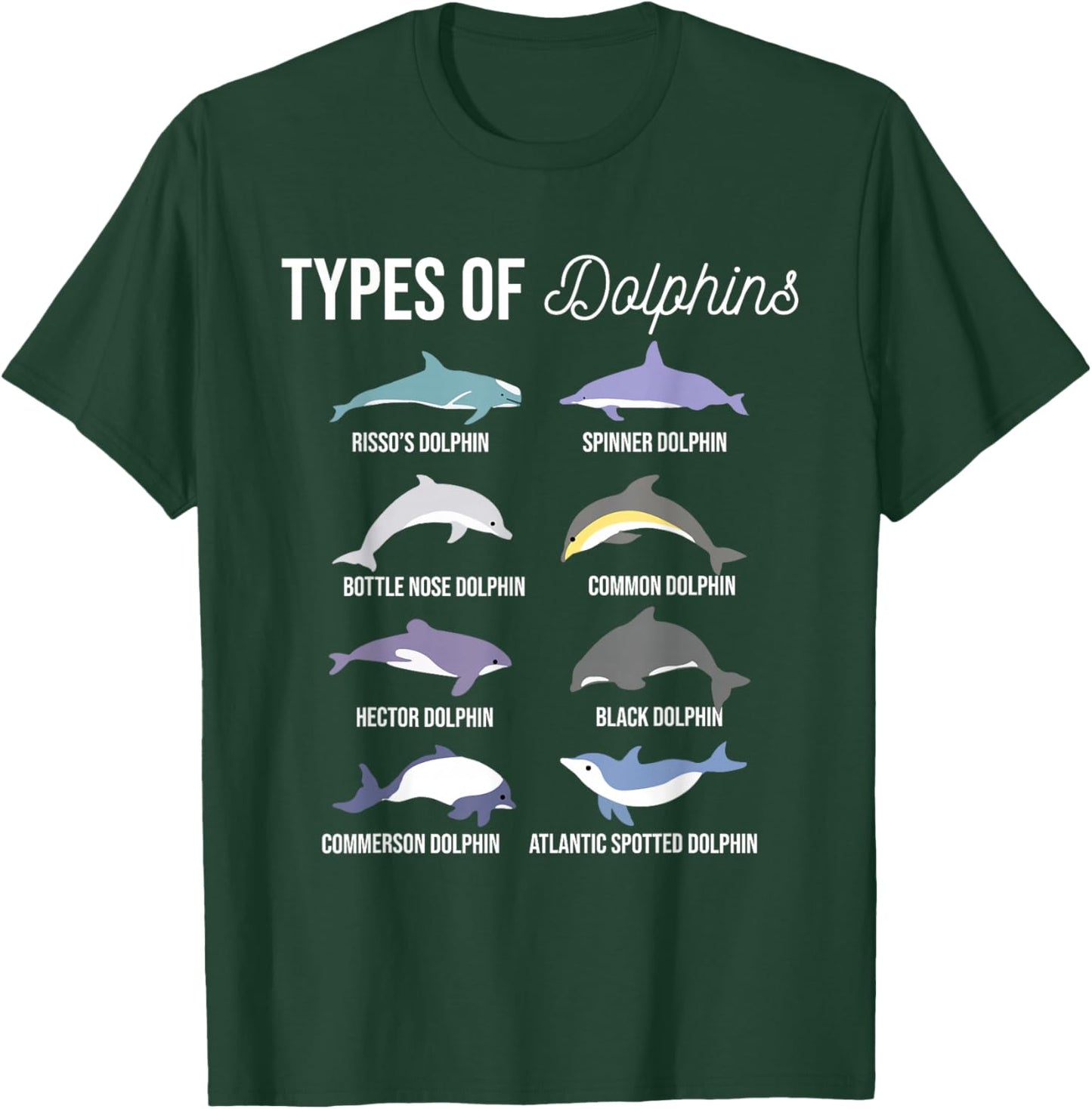Types Of Dolphins - Sea Animal Lover Zoologist Zookeeper T-Shirt - T-Shirt | Forest