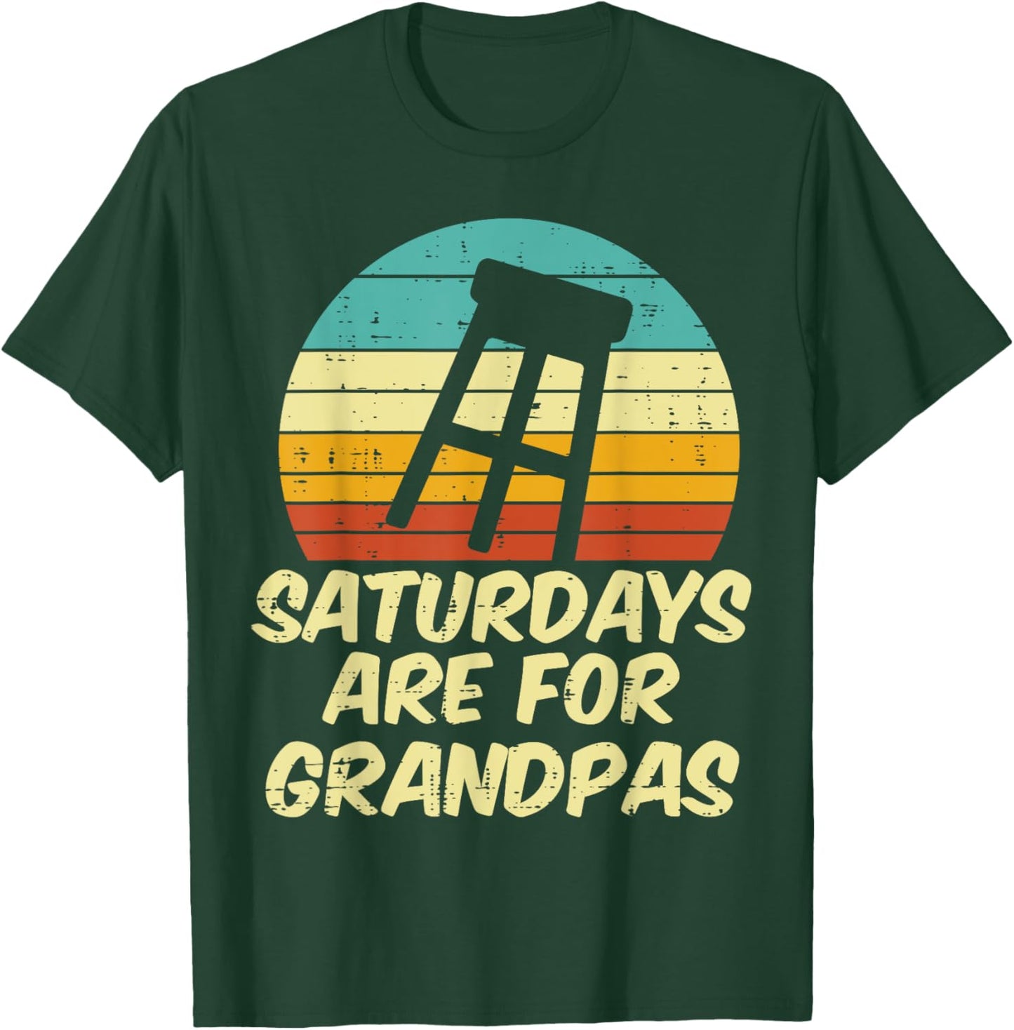 Barstool Saturdays Are For Grandpas Sunset Retro Fathers Day T-Shirt - T-Shirt | Forest