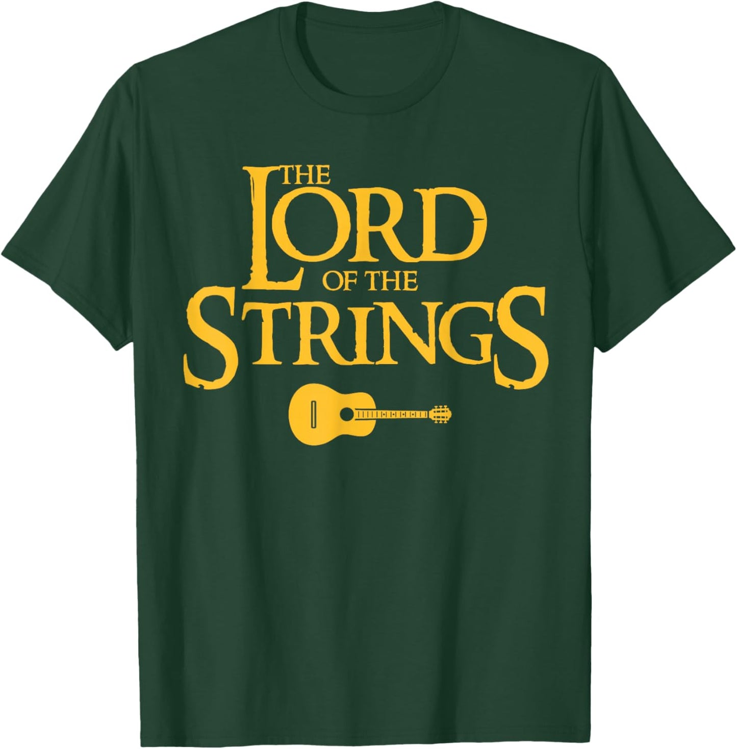 Miftees Guitar Lord of the Strings - Men's Adults Black Short Sleeve Classic Fit Cotton Polyester - Small T-Shirt - T-Shirt | Forest