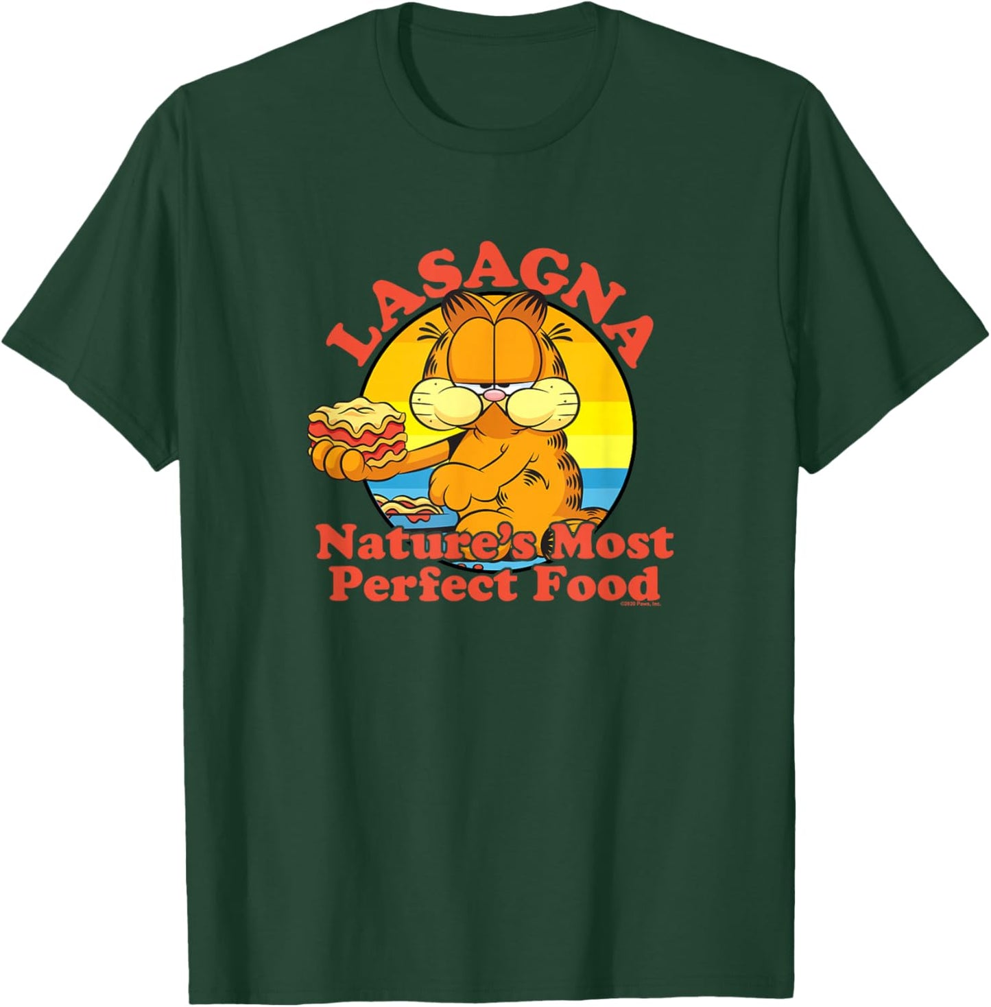 Garfield Lasagna Nature's Most Perfect Food Garfield Circle T-Shirt - T-Shirt | Forest