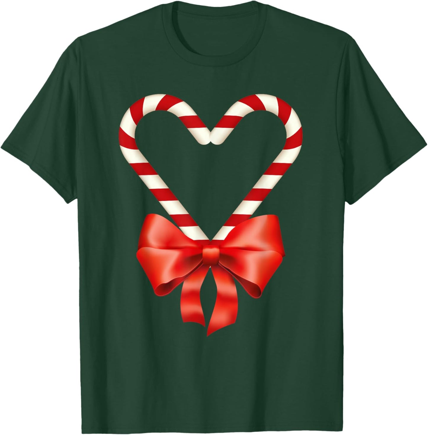 Christmas Candy Cane Heart for Children Men Women T-Shirt - T-Shirt | Forest