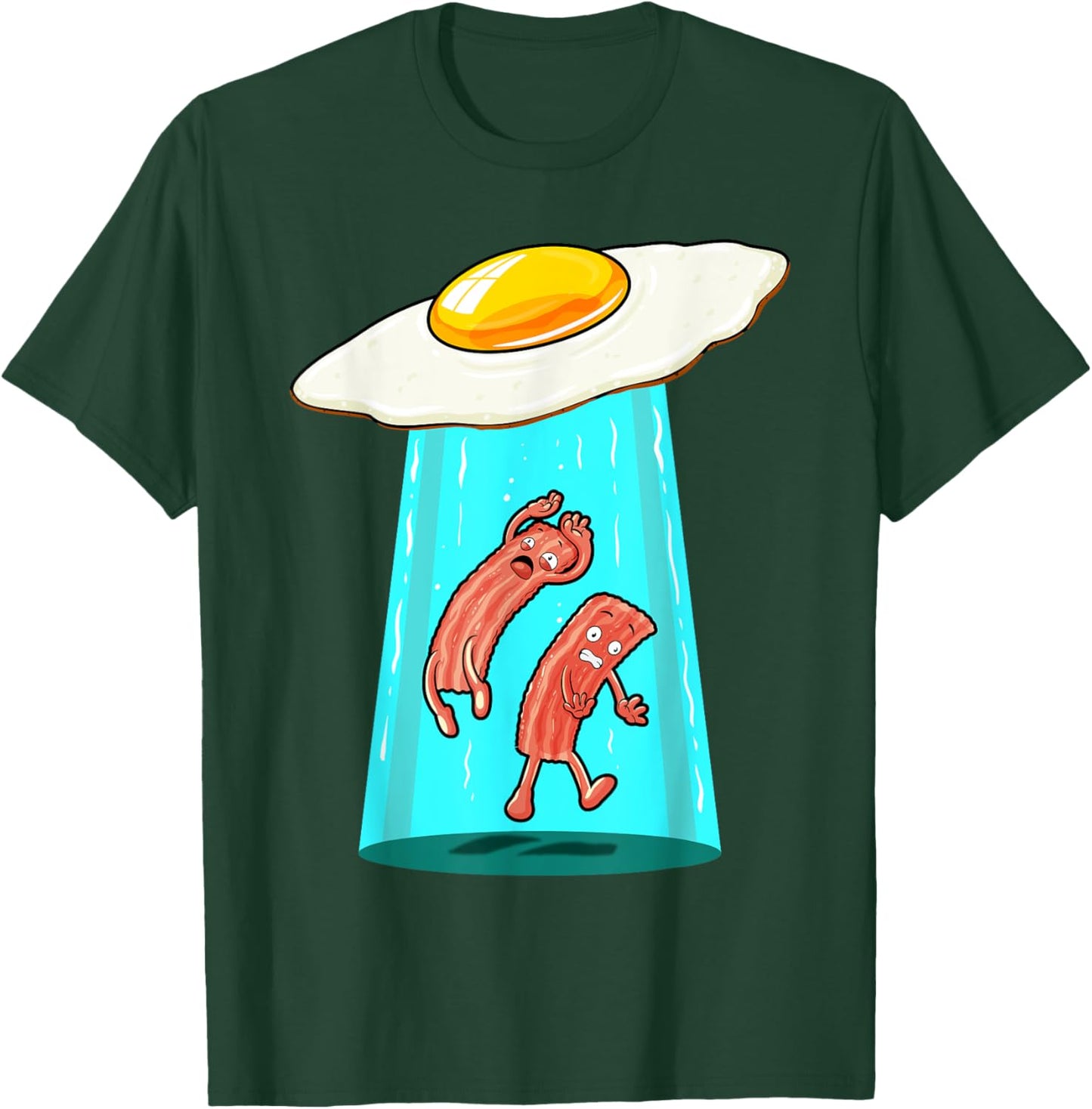 Egg Bacon UFO Abducting Funny Alien Breakfast Food Lover T-Shirt - T-Shirt | Forest