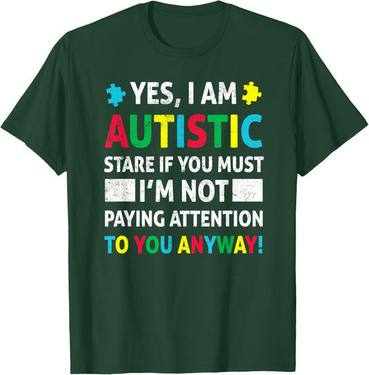 I Am Autistic Funny Autism Awareness Acceptance Puzzle Kids Small T-Shirt - T-Shirt | Forest
