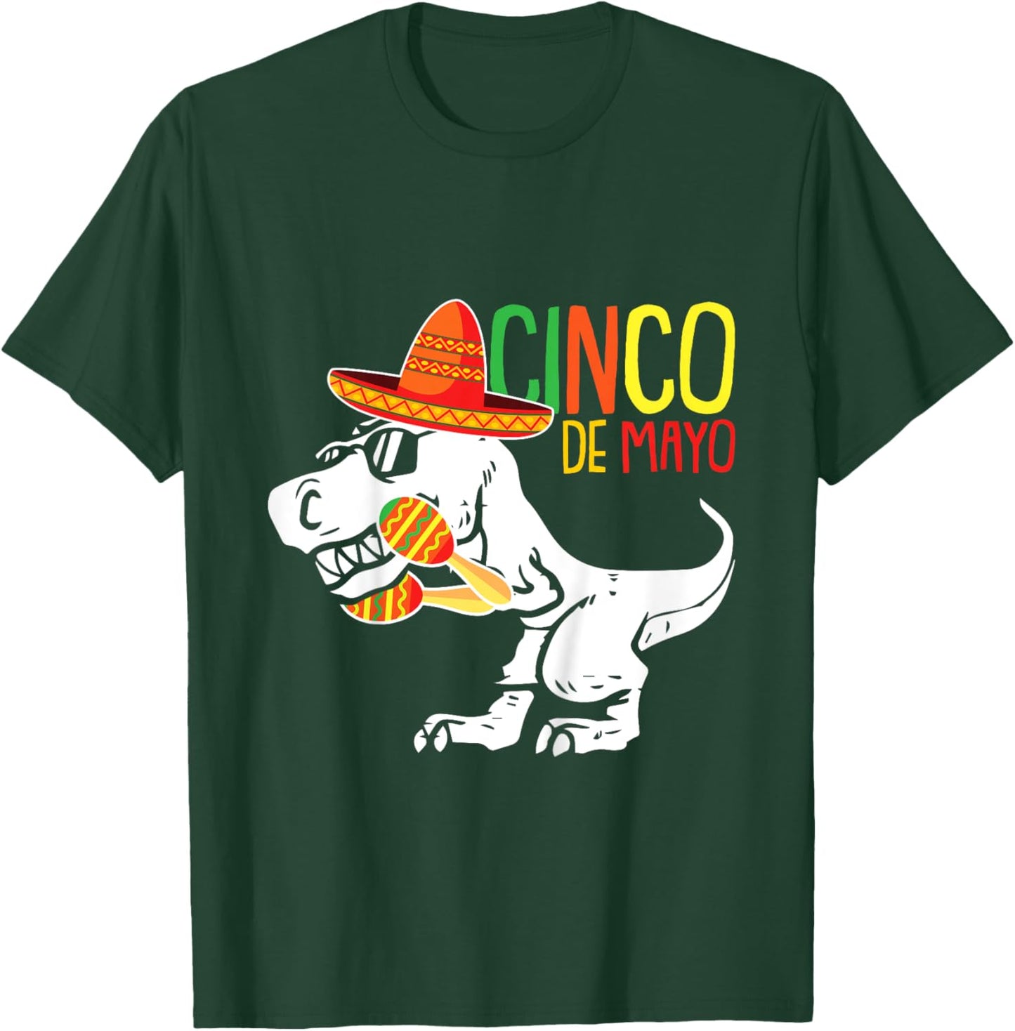 Cinco De Mayo T-Rex Cute Sombrero Dino-saur Mexican Party T-Shirt - T-Shirt | Forest