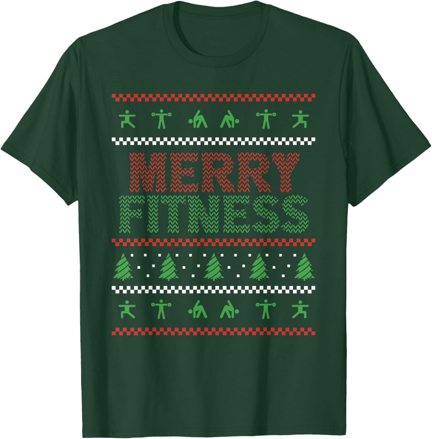 Christmas Gym Workout Ugly Christmas Merry Fitness T-Shirt - T-Shirt | Forest