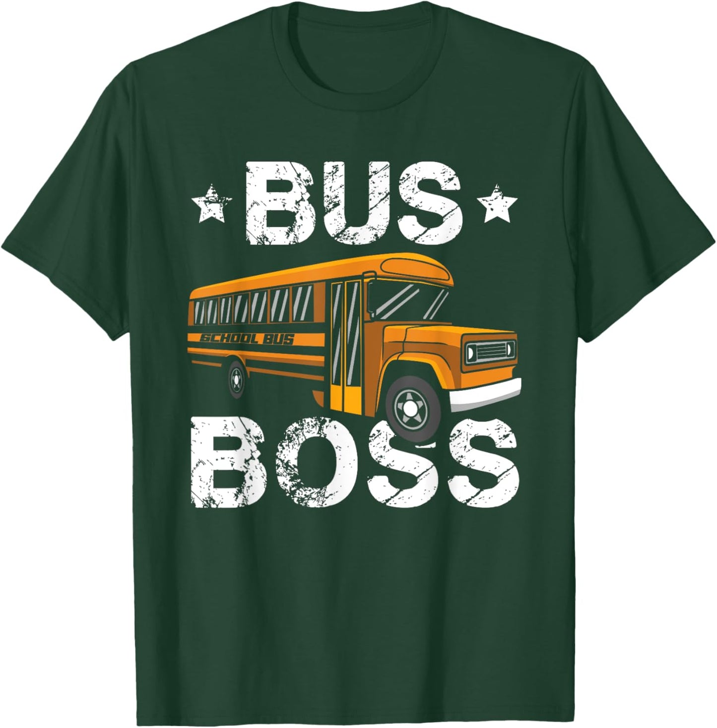 Bus Boss School Bus Driver Passenger Student Bus Driving T-Shirt - T-Shirt | Forest