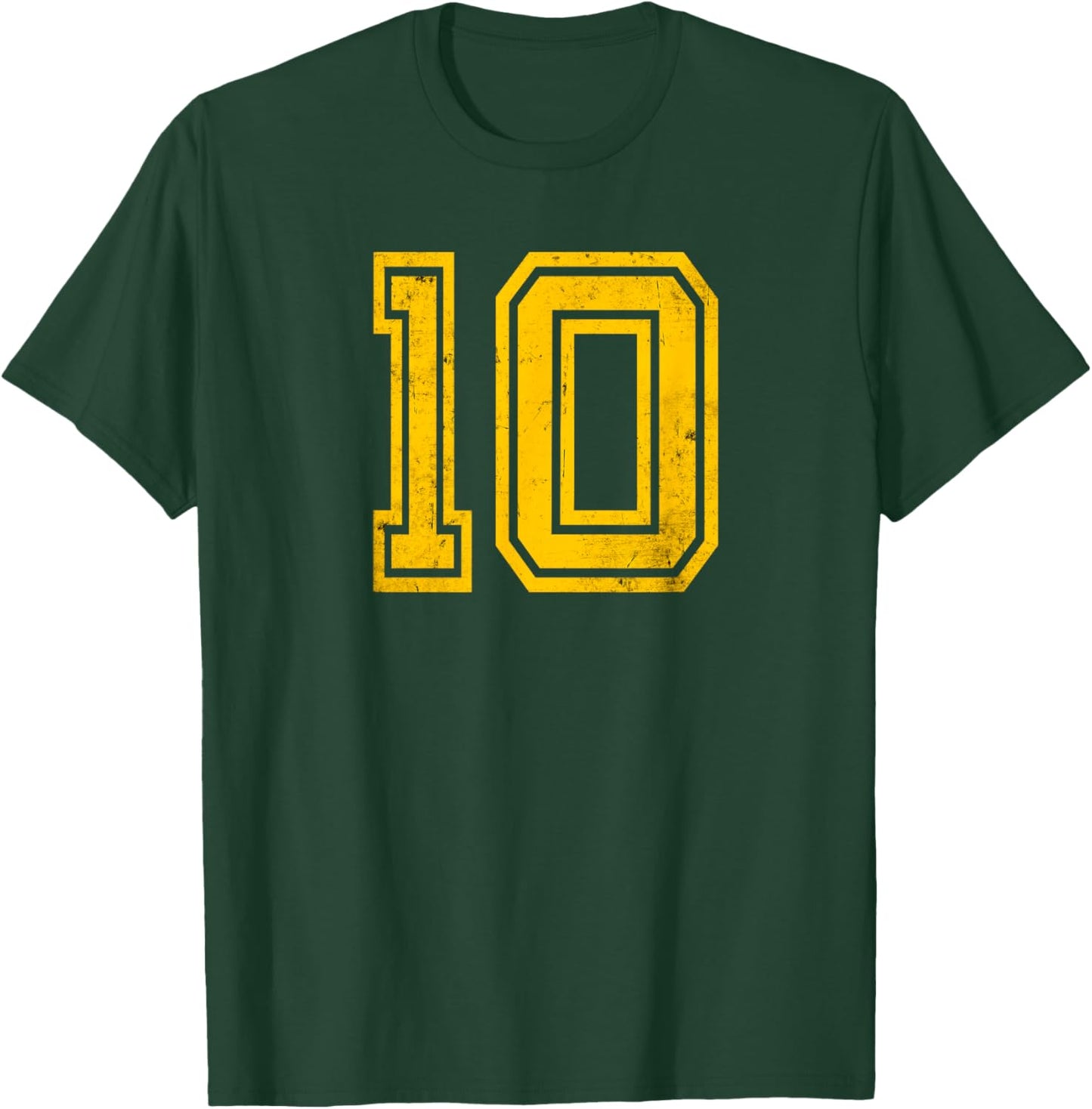 Number #10 Distressed Yellow Number T-Shirt - T-Shirt | Forest