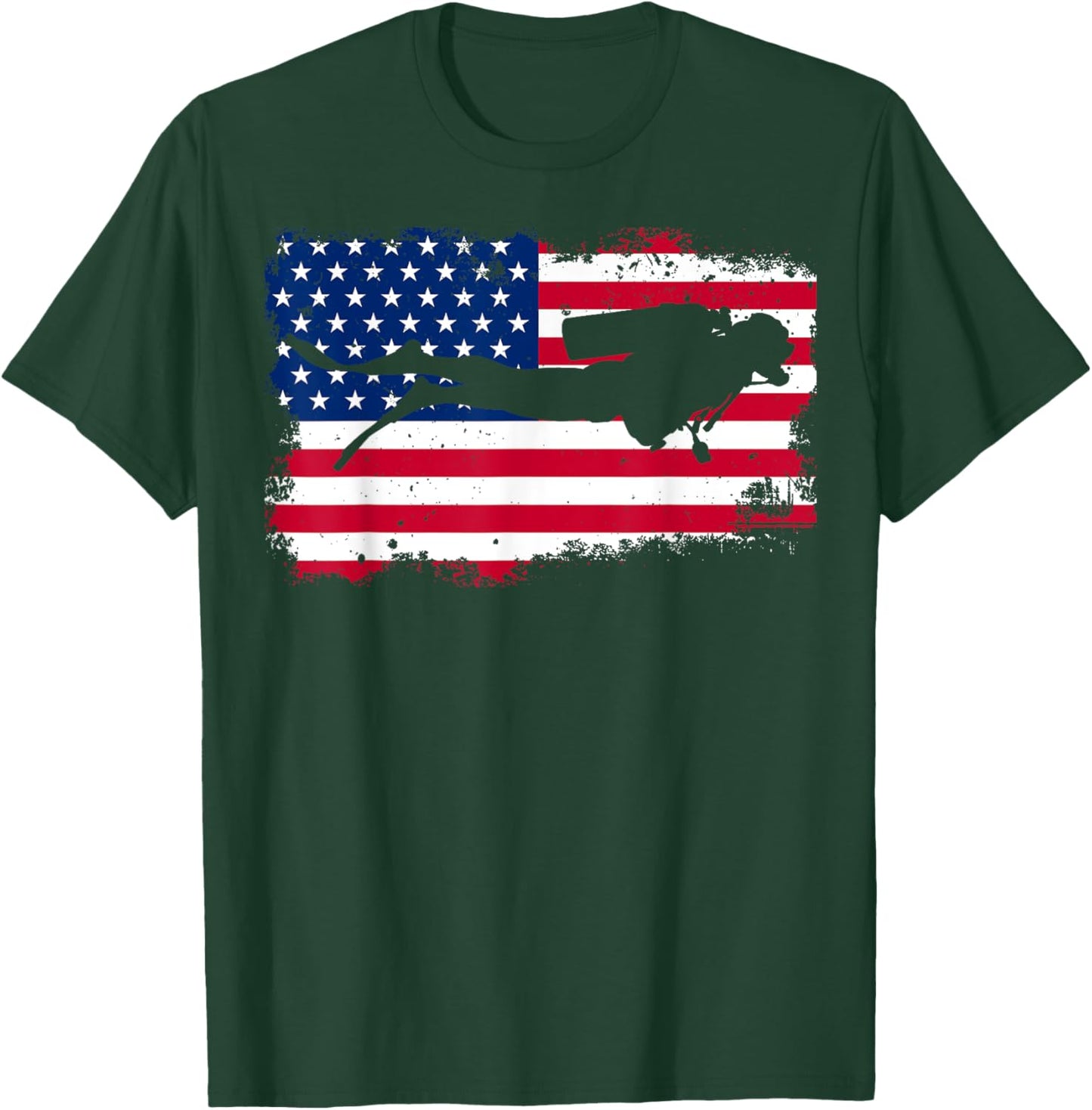 USA Scuba Diving USA Flag scuba diver Women Men T-Shirt - T-Shirt | Forest