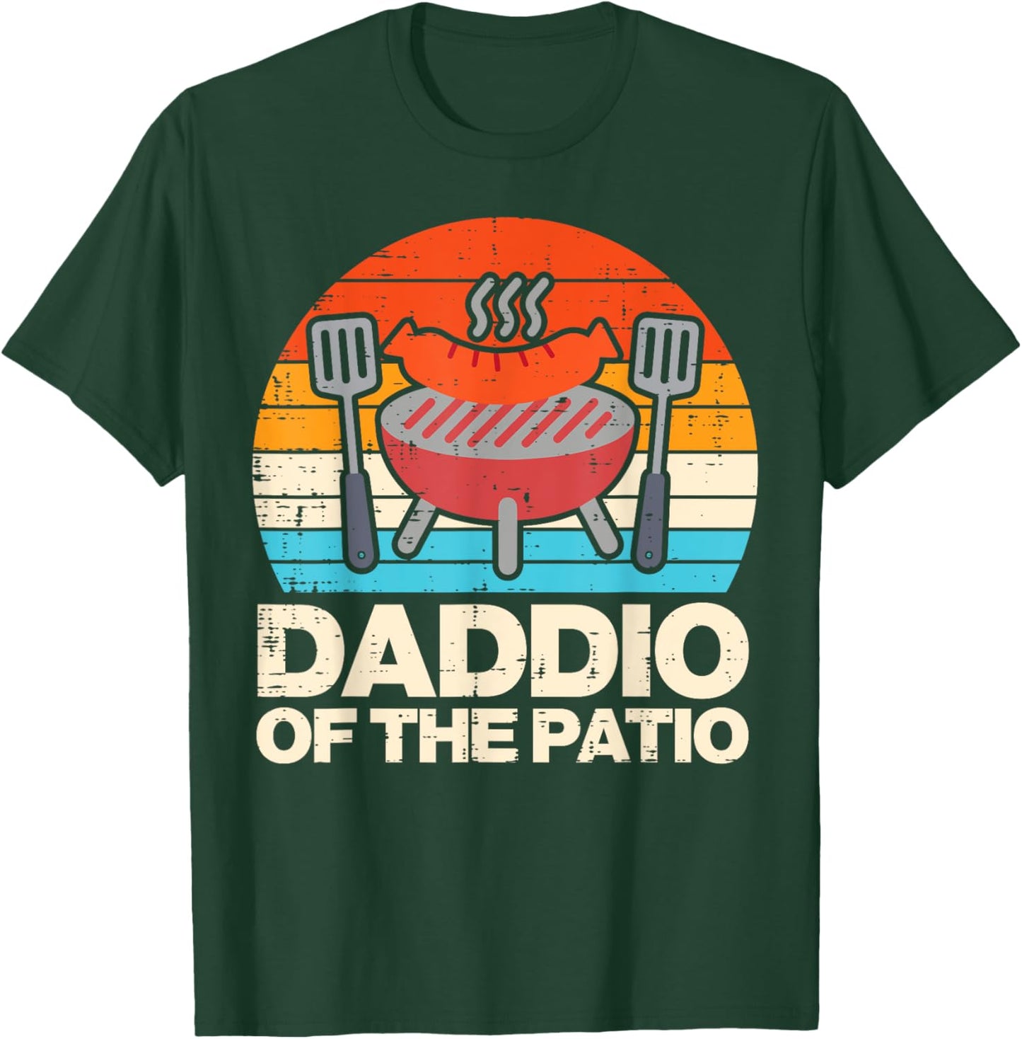 Daddio Of The Patio Sunset Retro Grilling Daddy Dad Papa Men T-Shirt - T-Shirt | Forest
