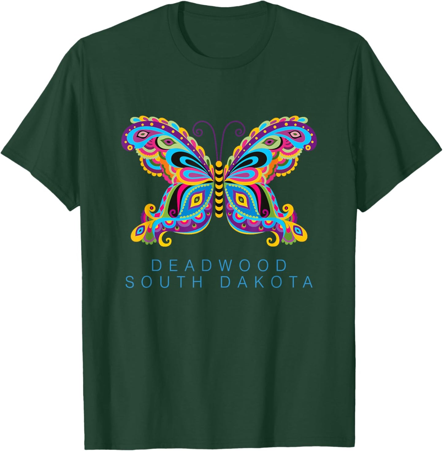 Deadwood South Dakota Souvenir Butterfly Graphic T-Shirt - T-Shirt | Forest
