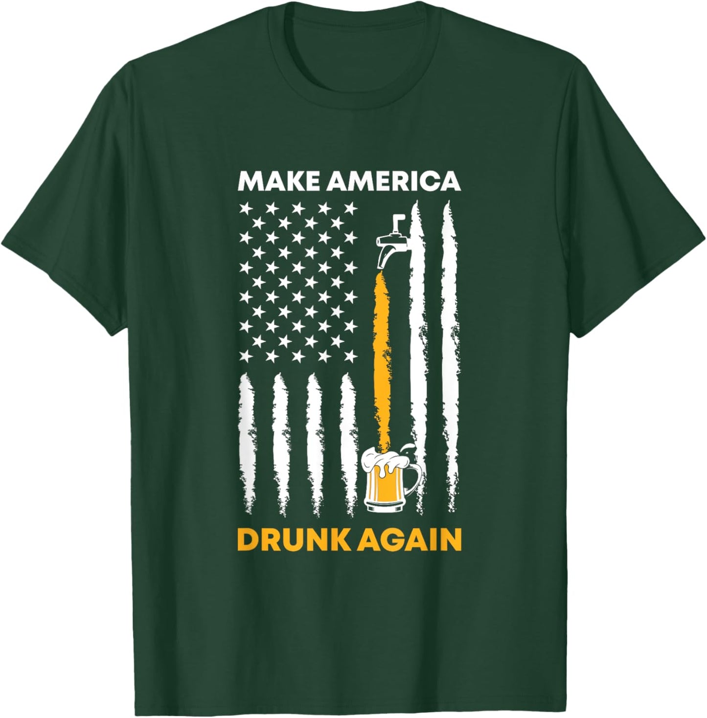 Makes America Drunk Again 4th of July American Flag Women Men T-Shirt - T-Shirt | Forest