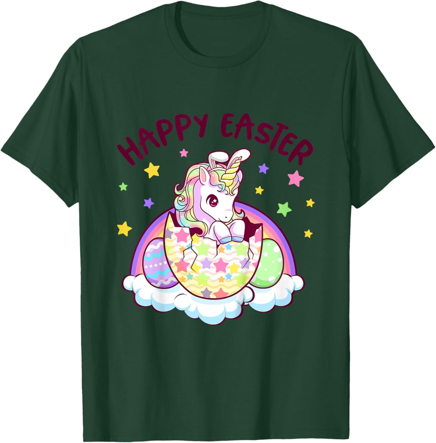 Happy Easter Unicorn Bunny Girls Kids Easter Eggs T-Shirt - T-Shirt | Forest