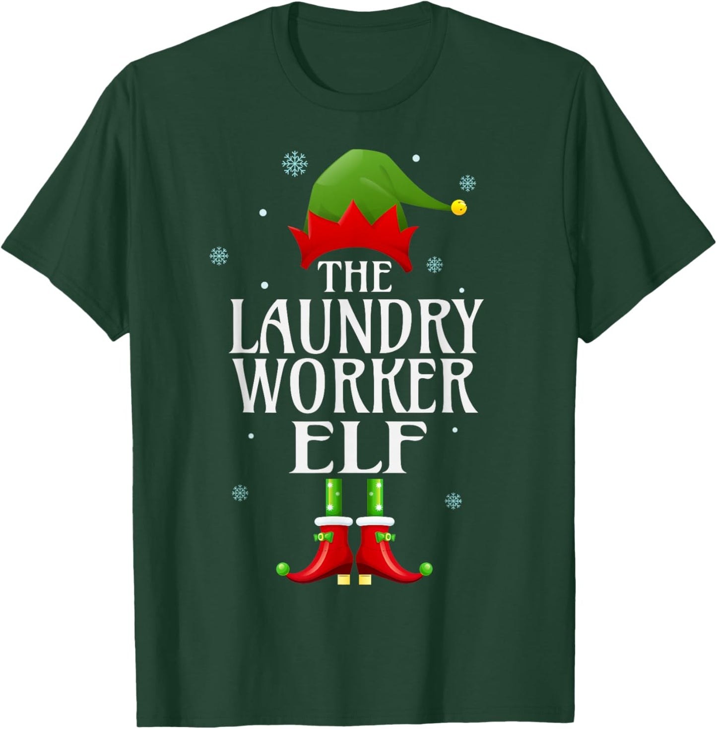Laundry Worker Elf Xmas Funny Family Matching Christmas T-Shirt - T-Shirt | Forest