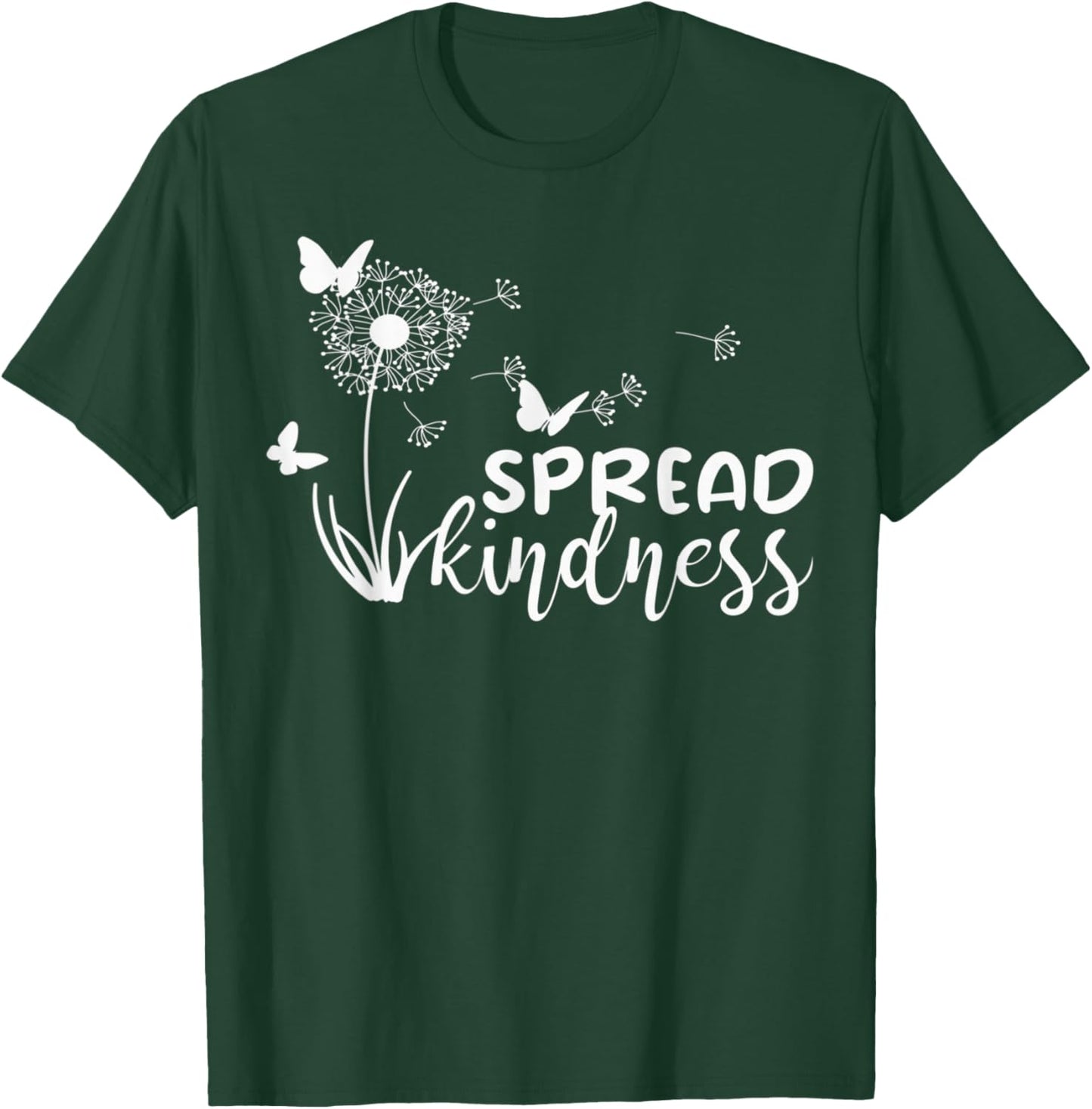 Spread Kindness Summer Dandelion Butterflies Graphic T-Shirt - T-Shirt | Forest