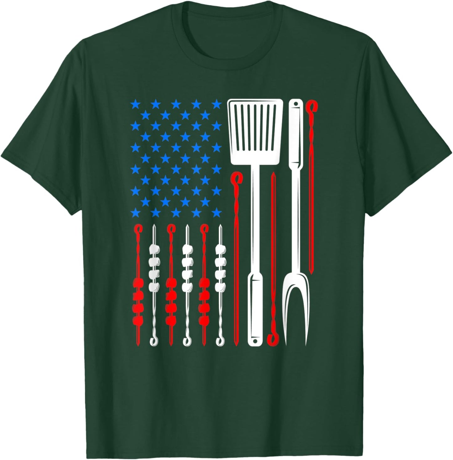 American Flag Barbecue Son Dad Husband Fathers Day Funny T-Shirt - T-Shirt | Forest