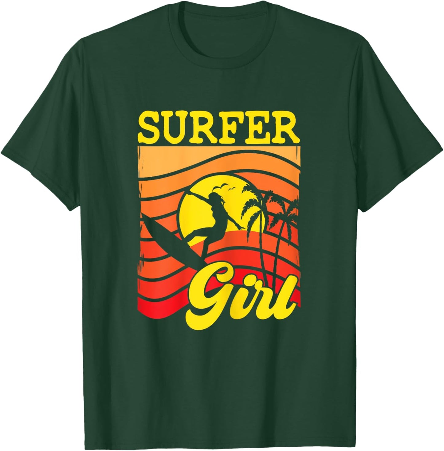 Surfer Girl Surfboarding Surf Lover Surfboard T-Shirt - T-Shirt | Forest