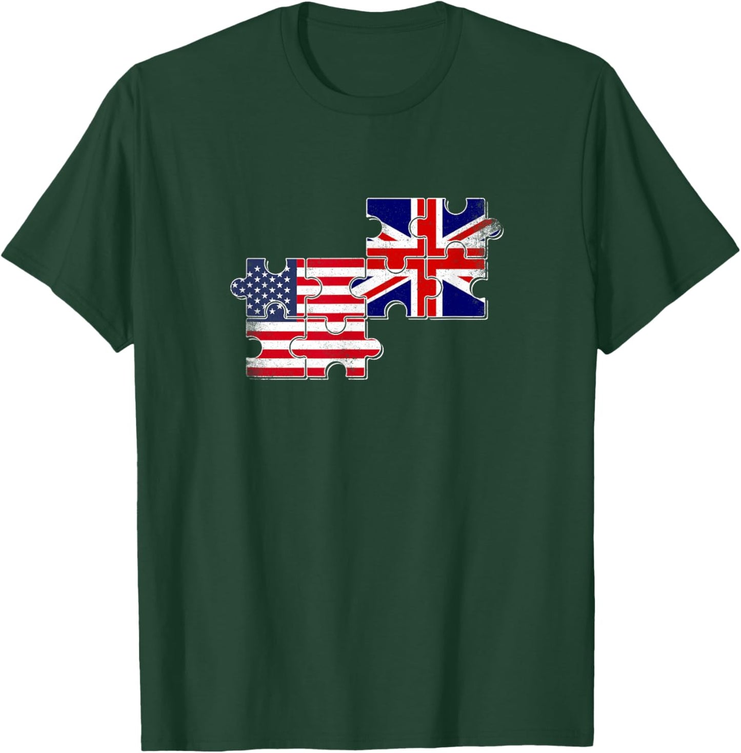 Great Britain USA Flag British Roots American T-Shirt - T-Shirt | Forest