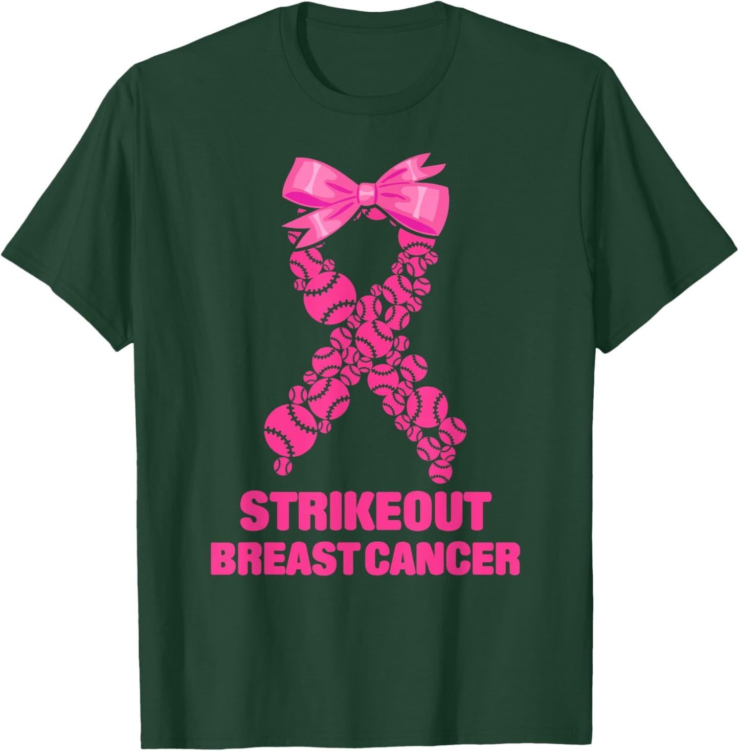 Strike Out Breast Cancer Awareness Softball Fighters T-Shirt - T-Shirt | Forest